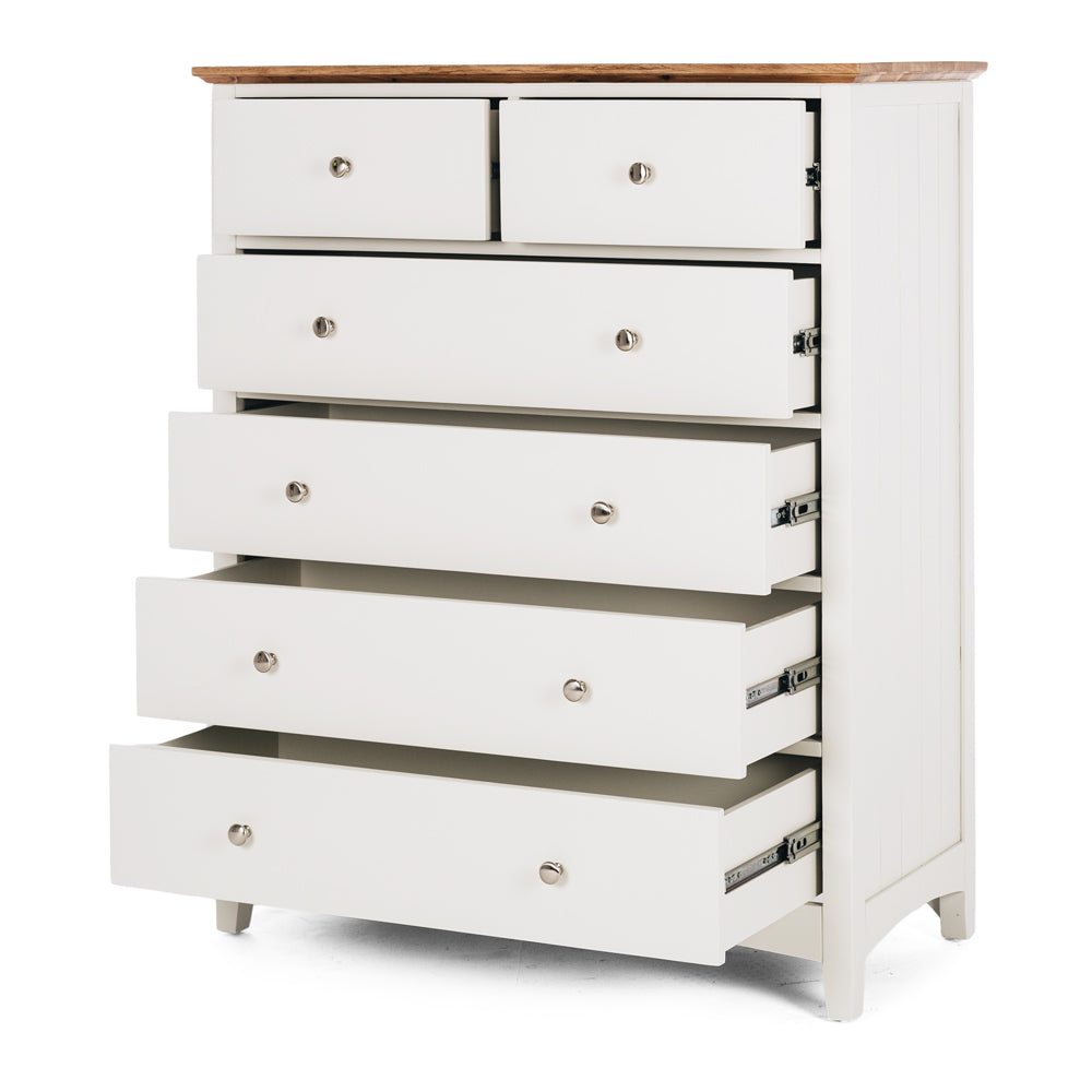 JESSICA OAK TOP 6 DRAWER CHEST