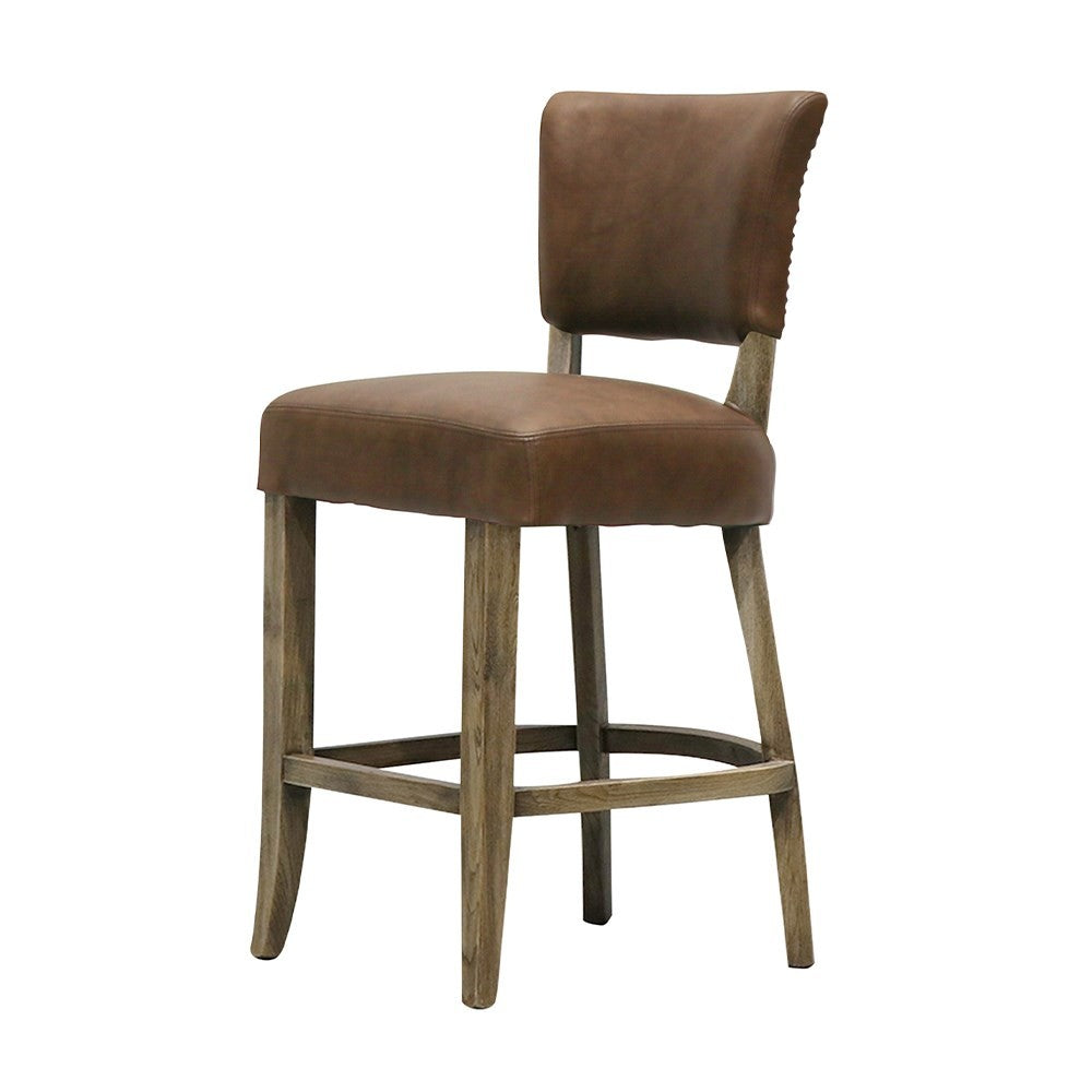 Crane Leather Bar Stool | Brown