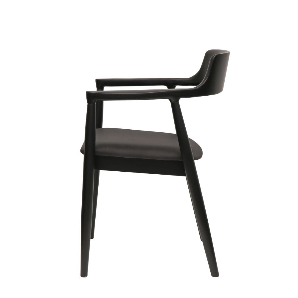 EALING LEATHER DINING CHAIR | BLACK