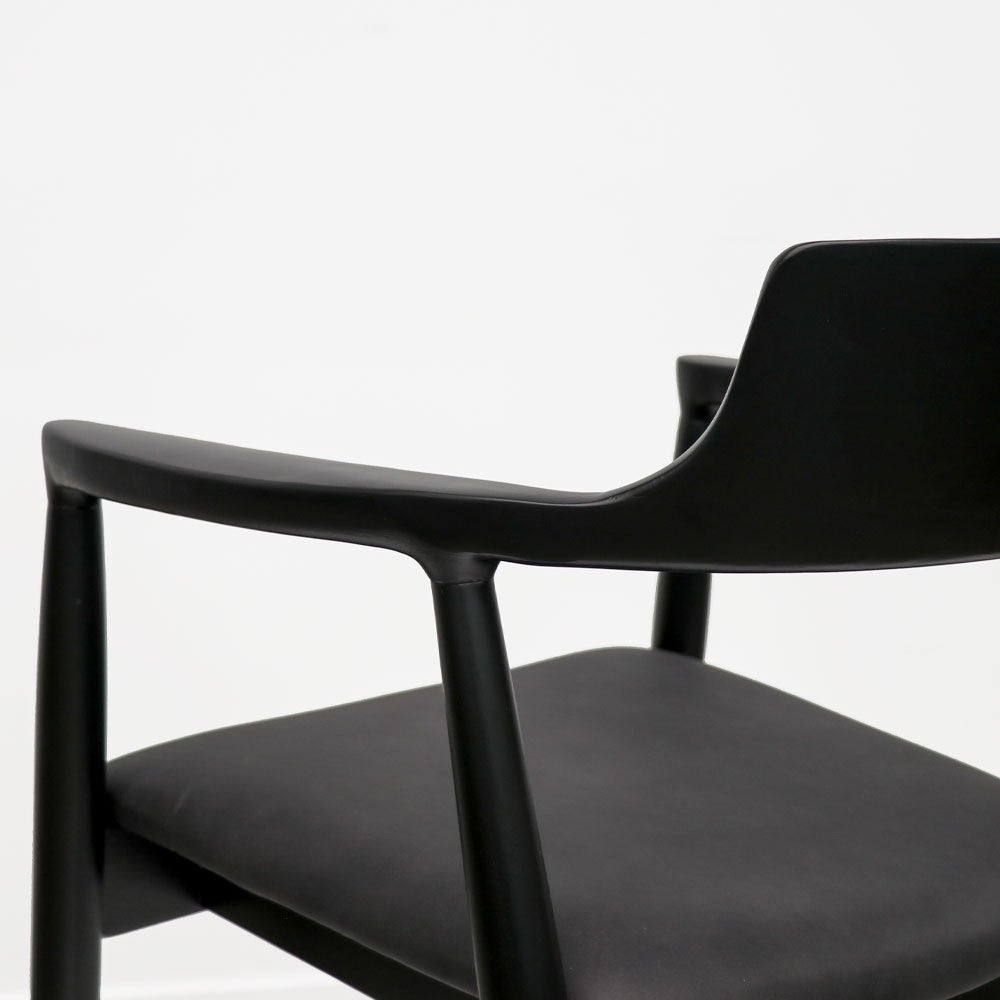 EALING LEATHER DINING CHAIR | BLACK