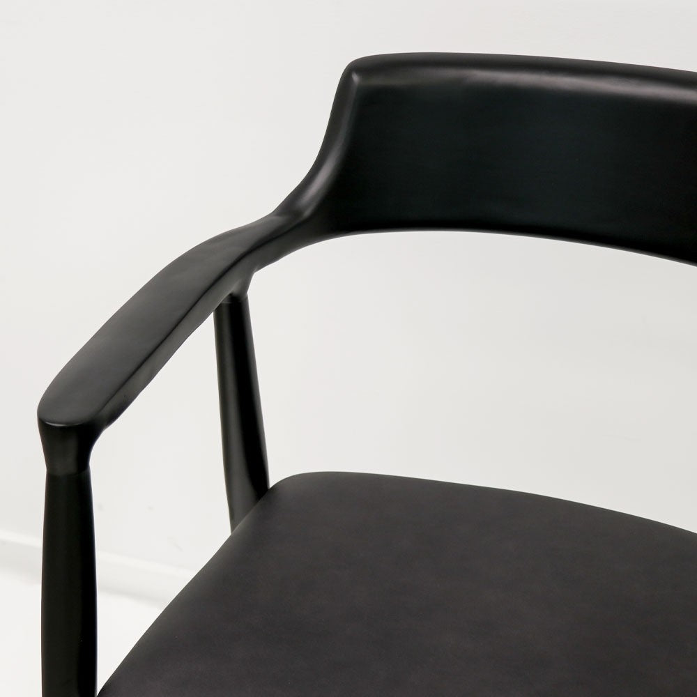 EALING LEATHER DINING CHAIR | BLACK
