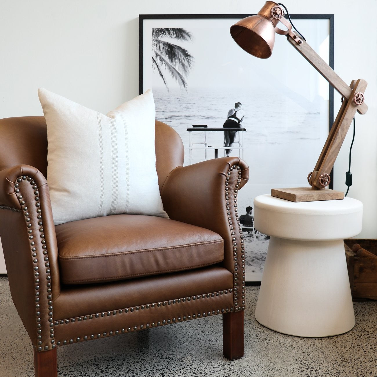 RHODES BROWN LEATHER ARMCHAIR