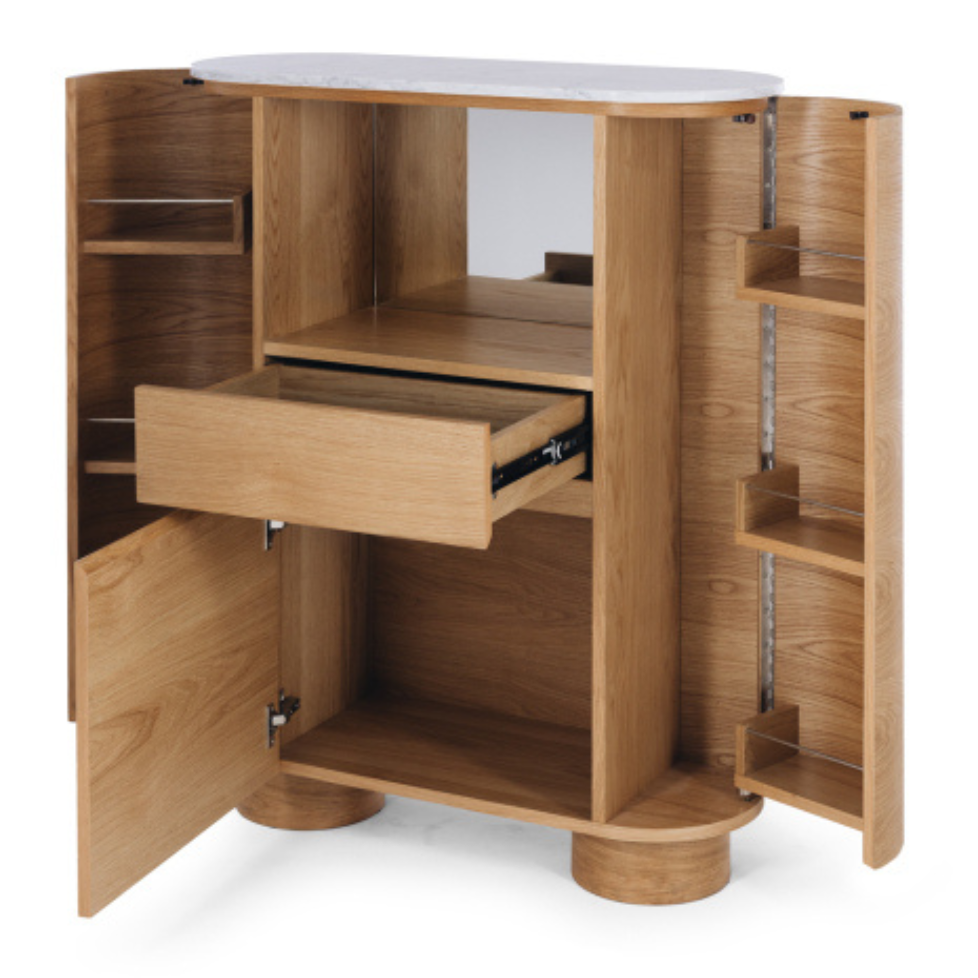AKITA OAK BAR CABINET | MARBLE TOP