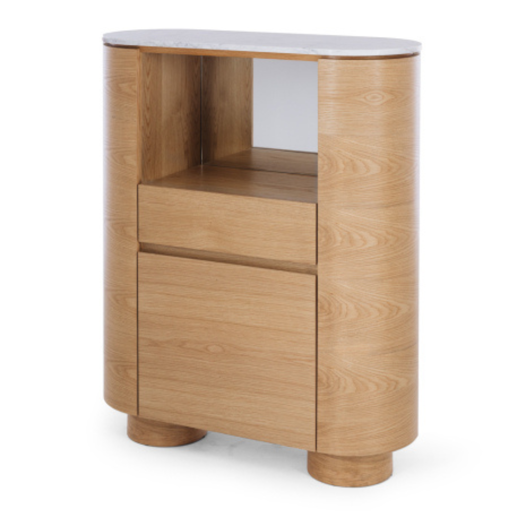 AKITA OAK BAR CABINET | MARBLE TOP