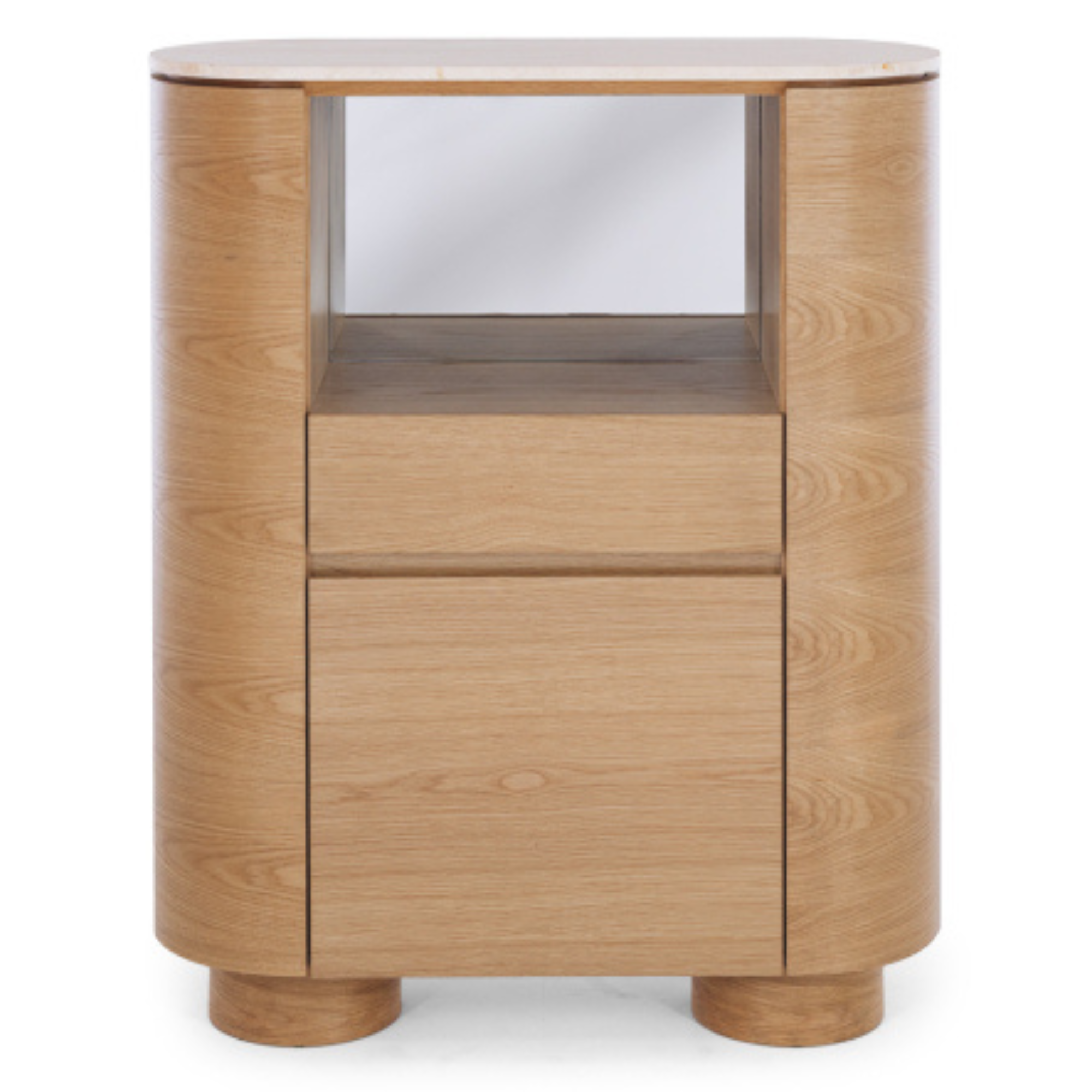 AKITA OAK BAR CABINET | TRAVERTINE TOP