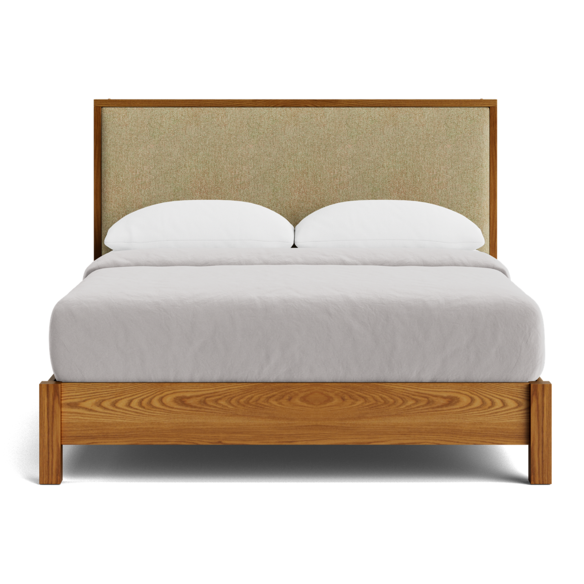 Andes Ash Low-Foot Slat Bed - Upholstered Headboard | NZ Made