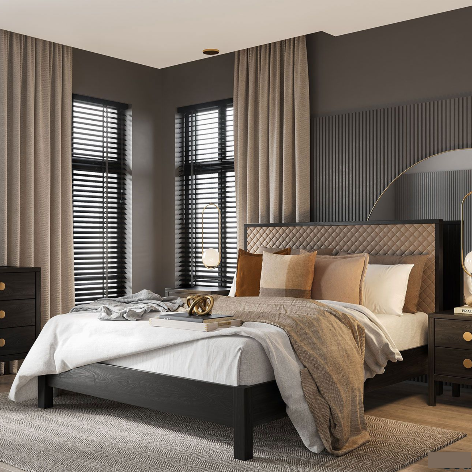 Andes Ash Low-Foot Slat Bed - Upholstered Headboard | NZ Made
