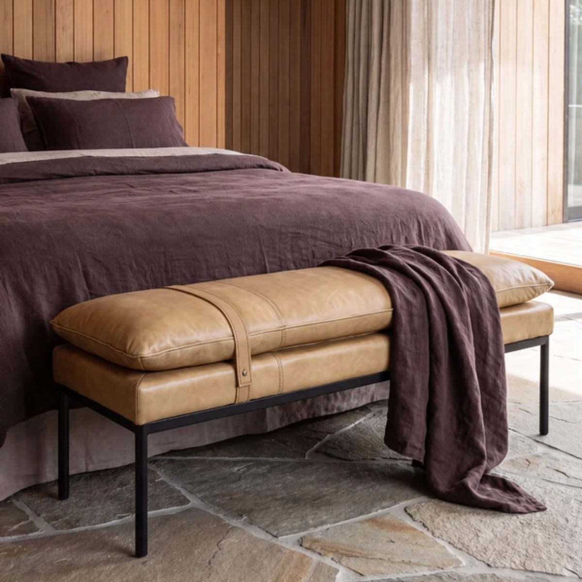 Baxter Leather Bench Seat | Tan