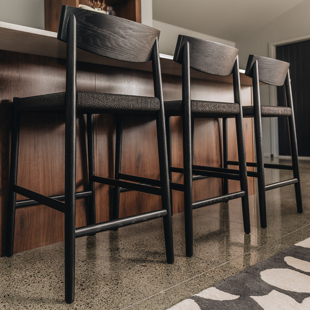 EVELYN HIGH-BACK BAR CHAIR | BLACK OR NATURAL OAK