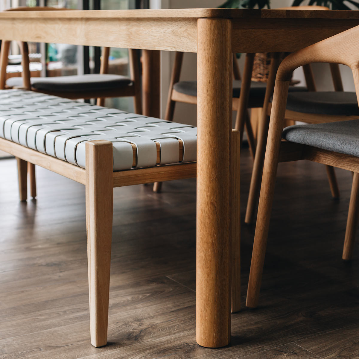 INDO SOLID TEAK & LEATHER BENCH SEAT