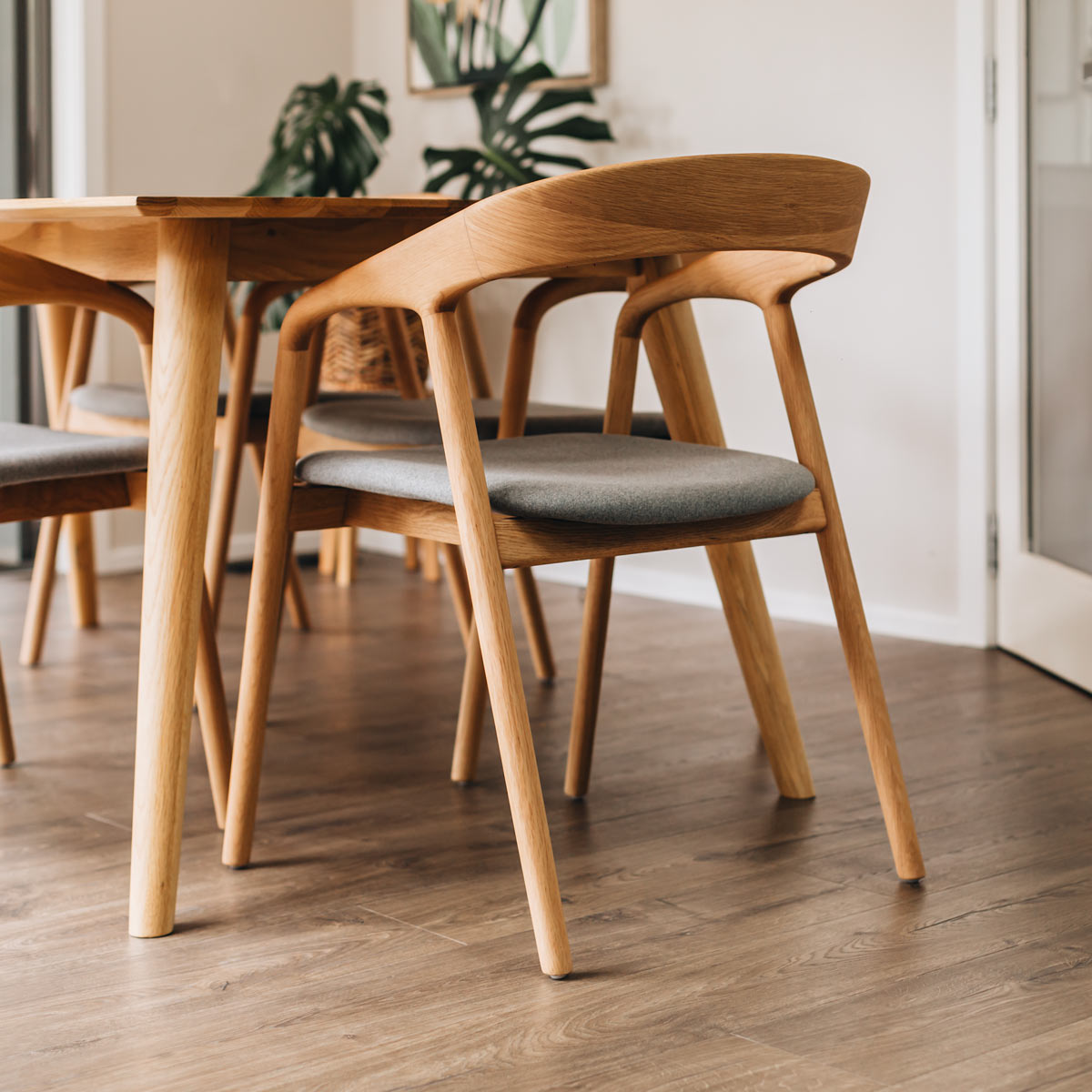 NORA NATURAL OAK DINING CHAIR | FABRIC SEAT