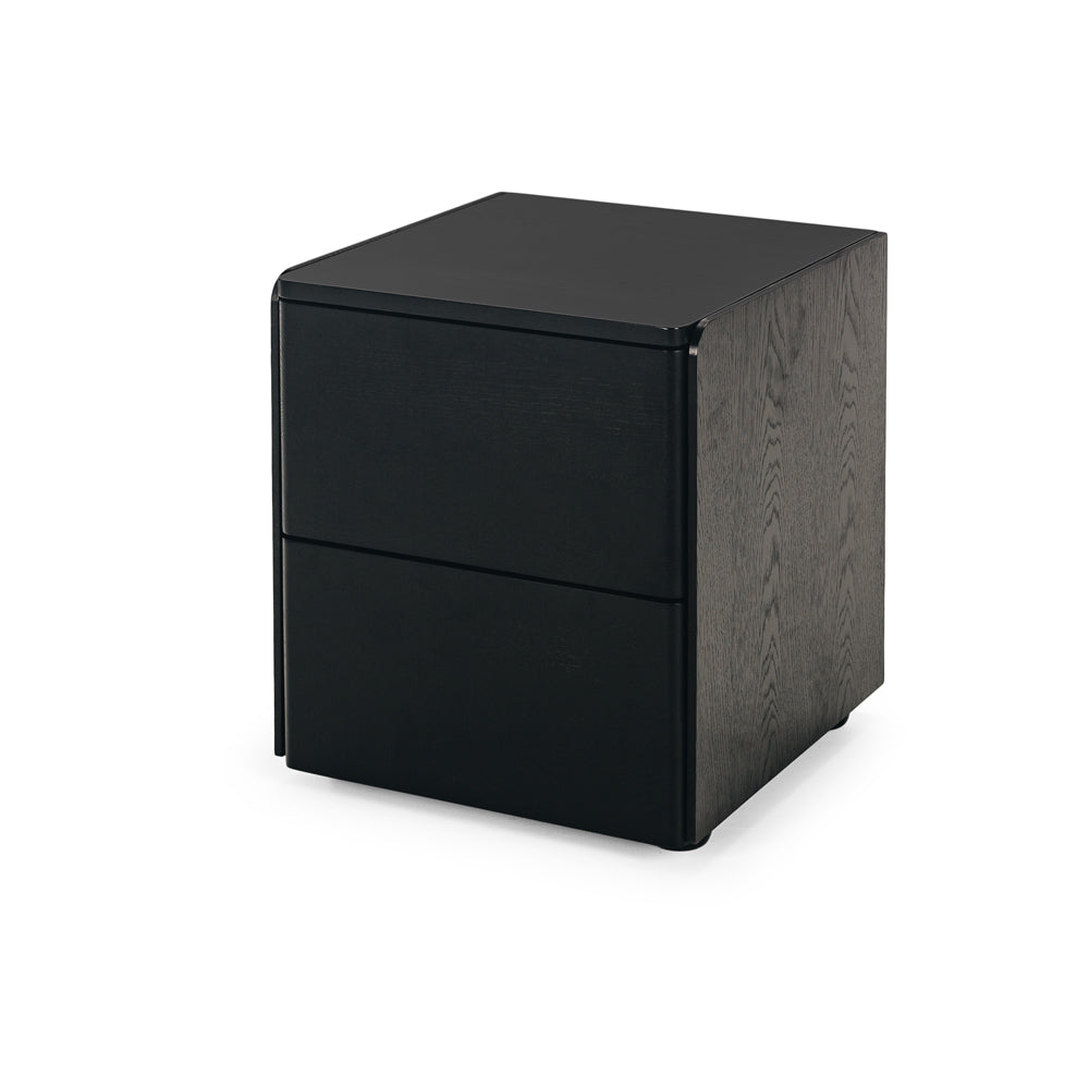 CUBE BLACK OAK BEDSIDE TABLE