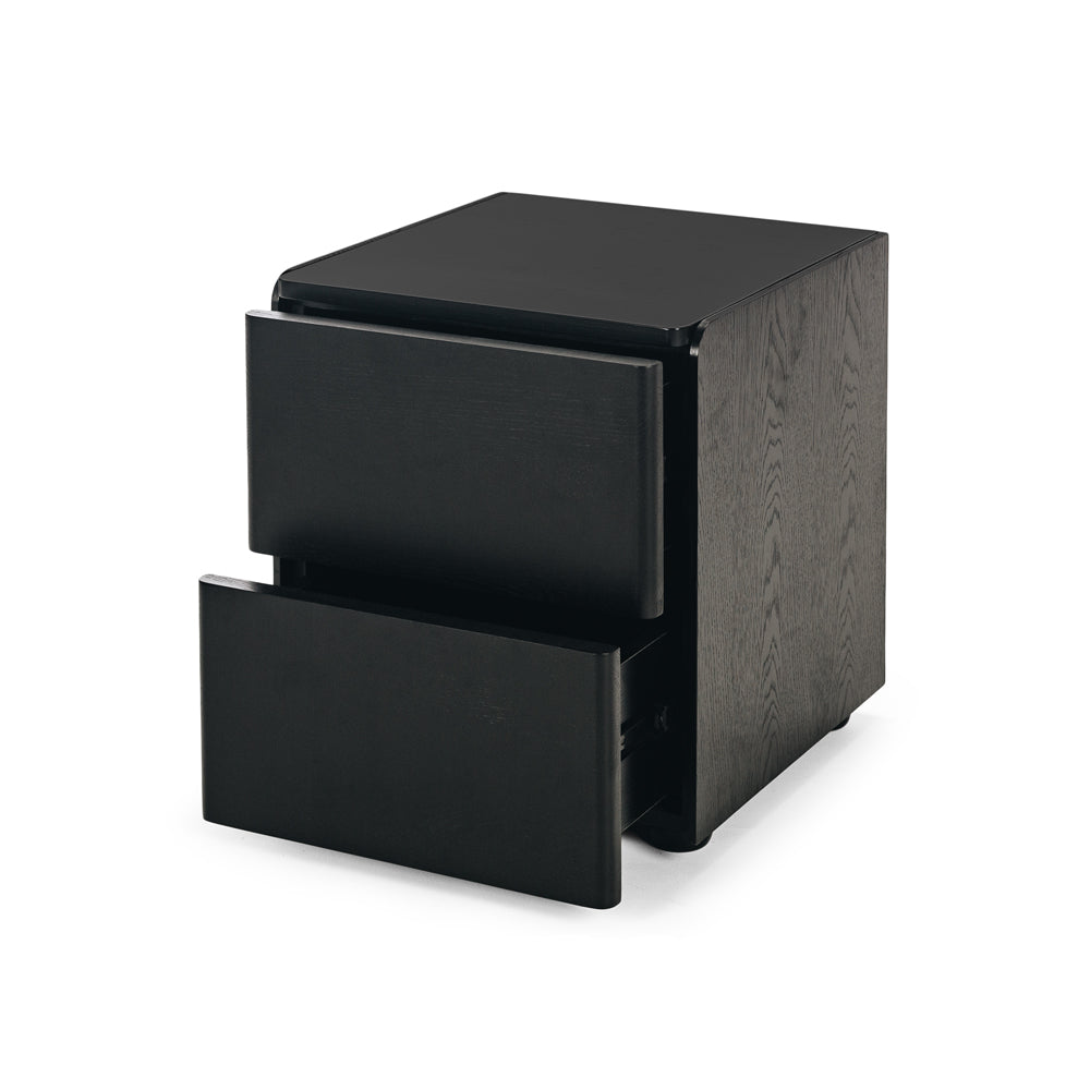 CUBE BLACK OAK BEDSIDE TABLE