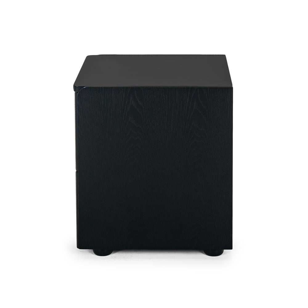 CUBE BLACK OAK BEDSIDE TABLE