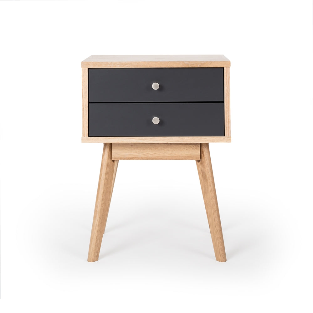 COMPASS 2 DRAWER SIDE TABLE | GRAPHITE