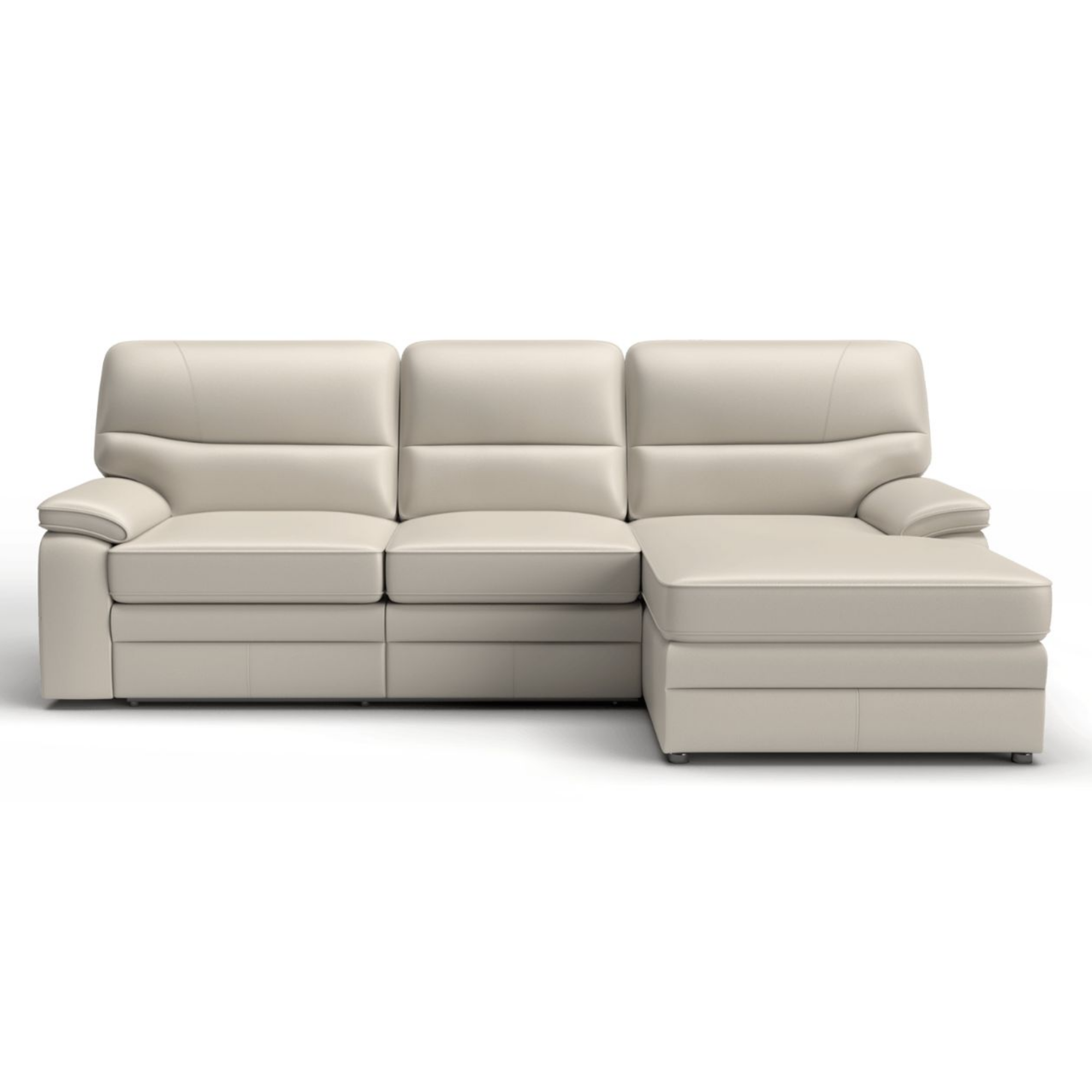 BAXTER ELECTRIC LEATHER CHAISE | LIGHT GREY