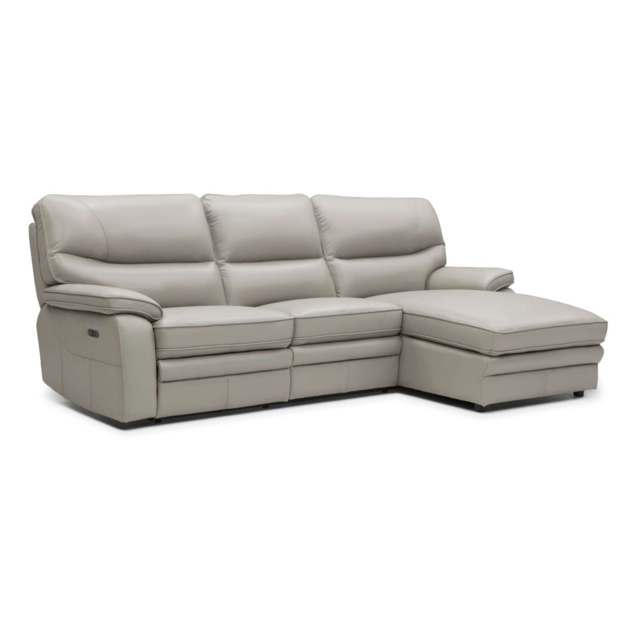 BAXTER ELECTRIC LEATHER CHAISE | LIGHT GREY