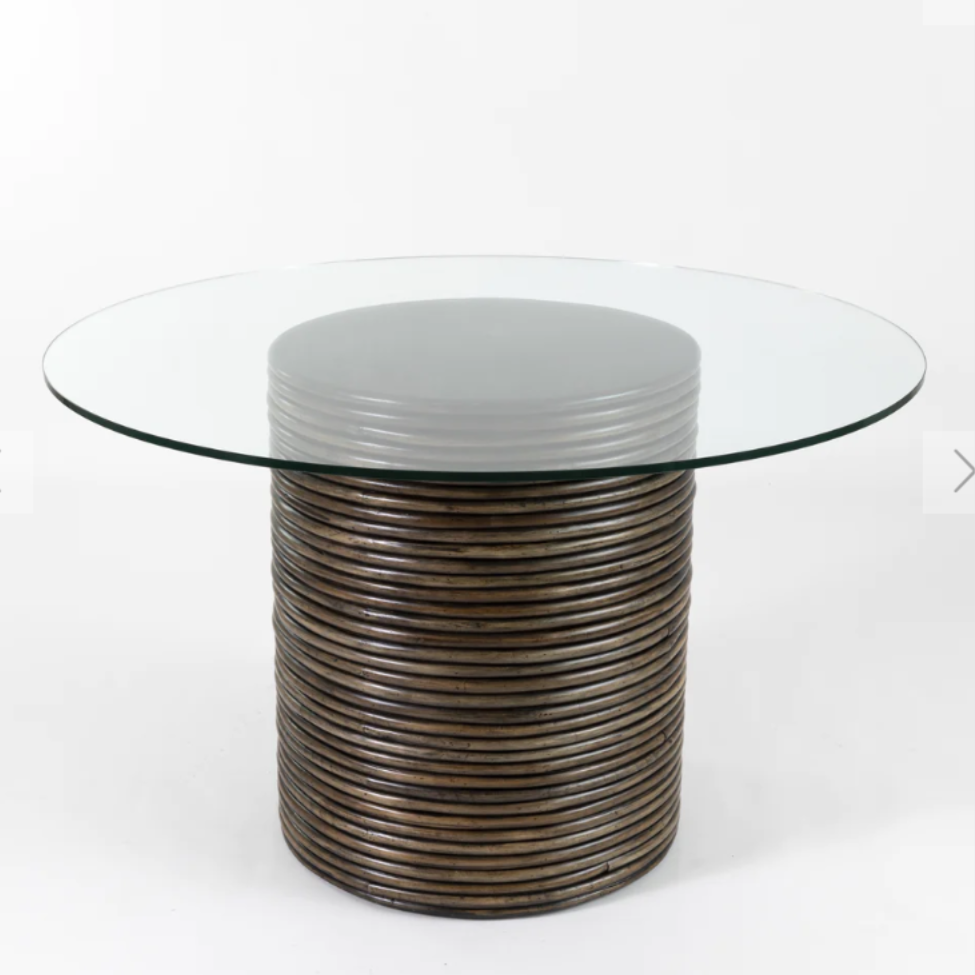 BERMUDA DINING TABLE IN RATTAN WITH GLASS TOP