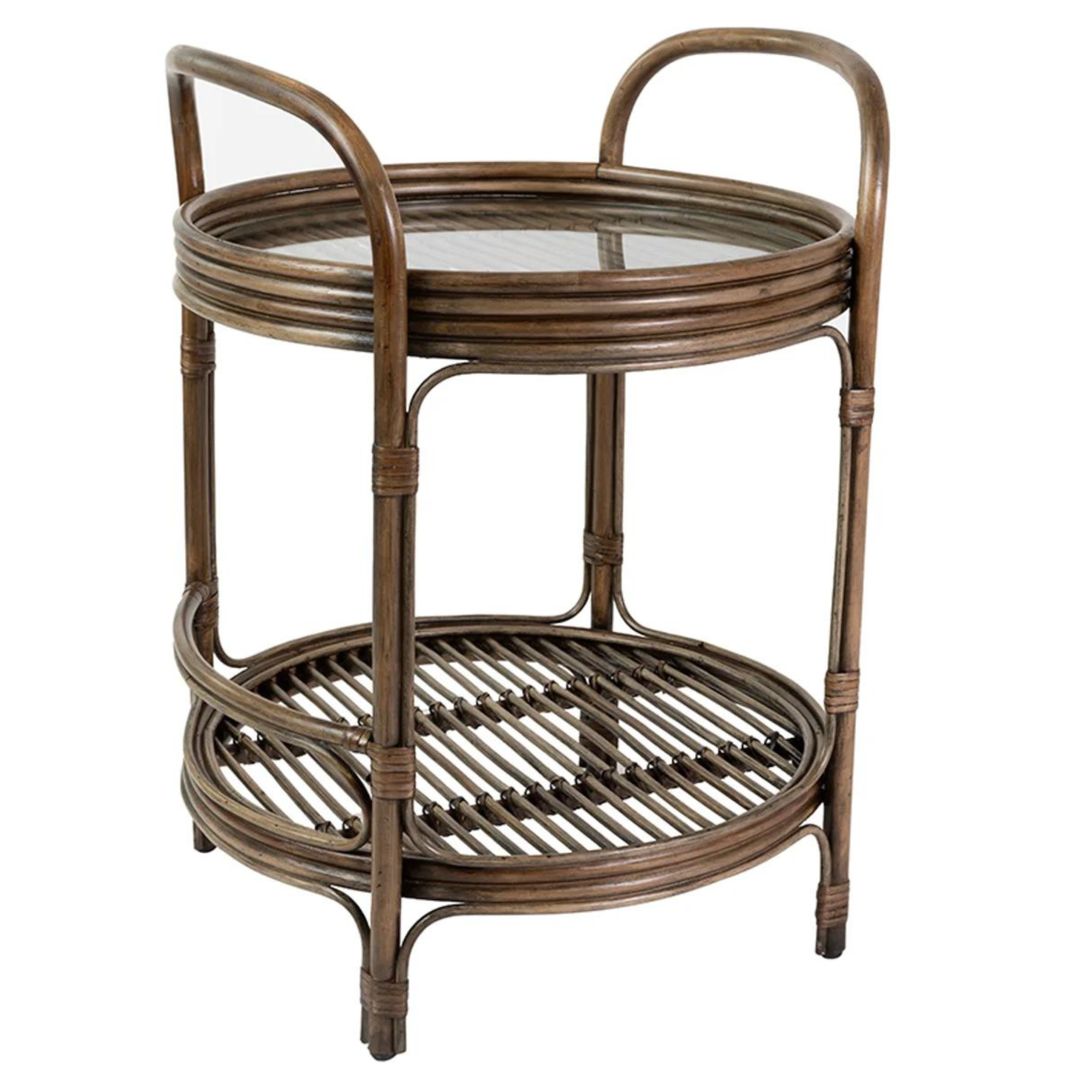 BERMUDA 2 TIER TABLE IN WALNUT RATTAN