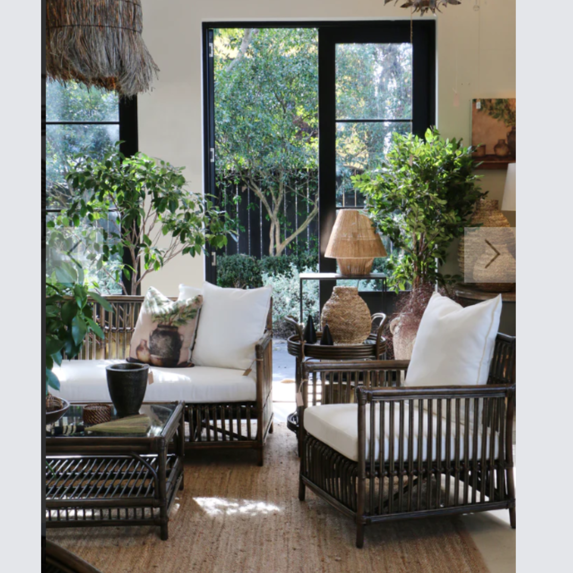 BERMUDA COFFEE TABLE IN WALNUT RATTAN