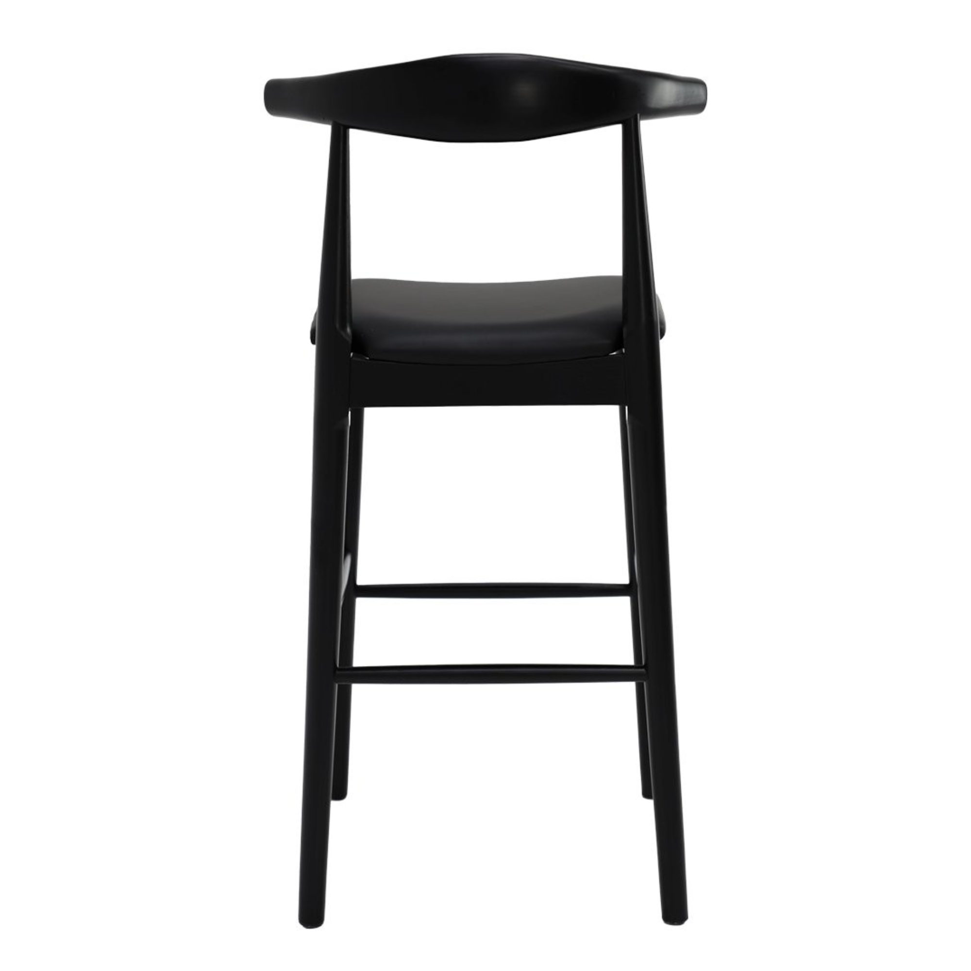Bowen 65cm Bar Stool | Black Frame Black Leather Seat