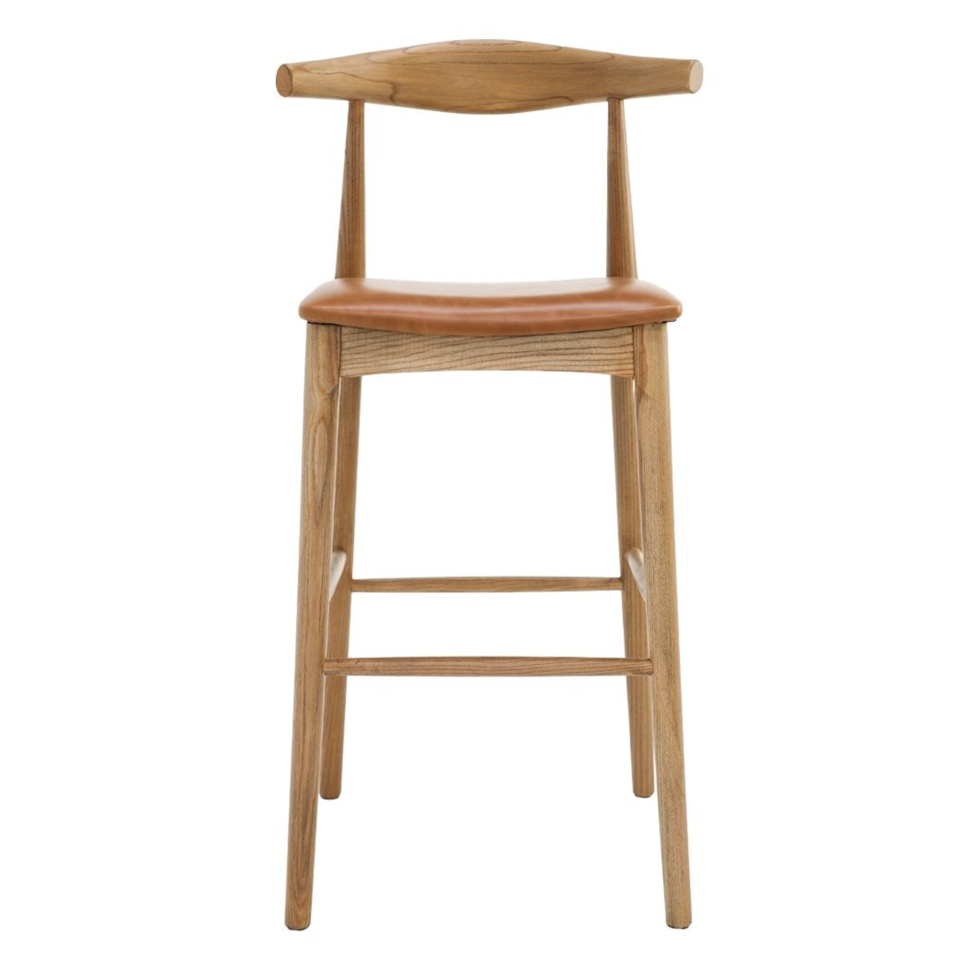 Bowen 75cm Bar Stool | Natural Frame Tan Leather Seat