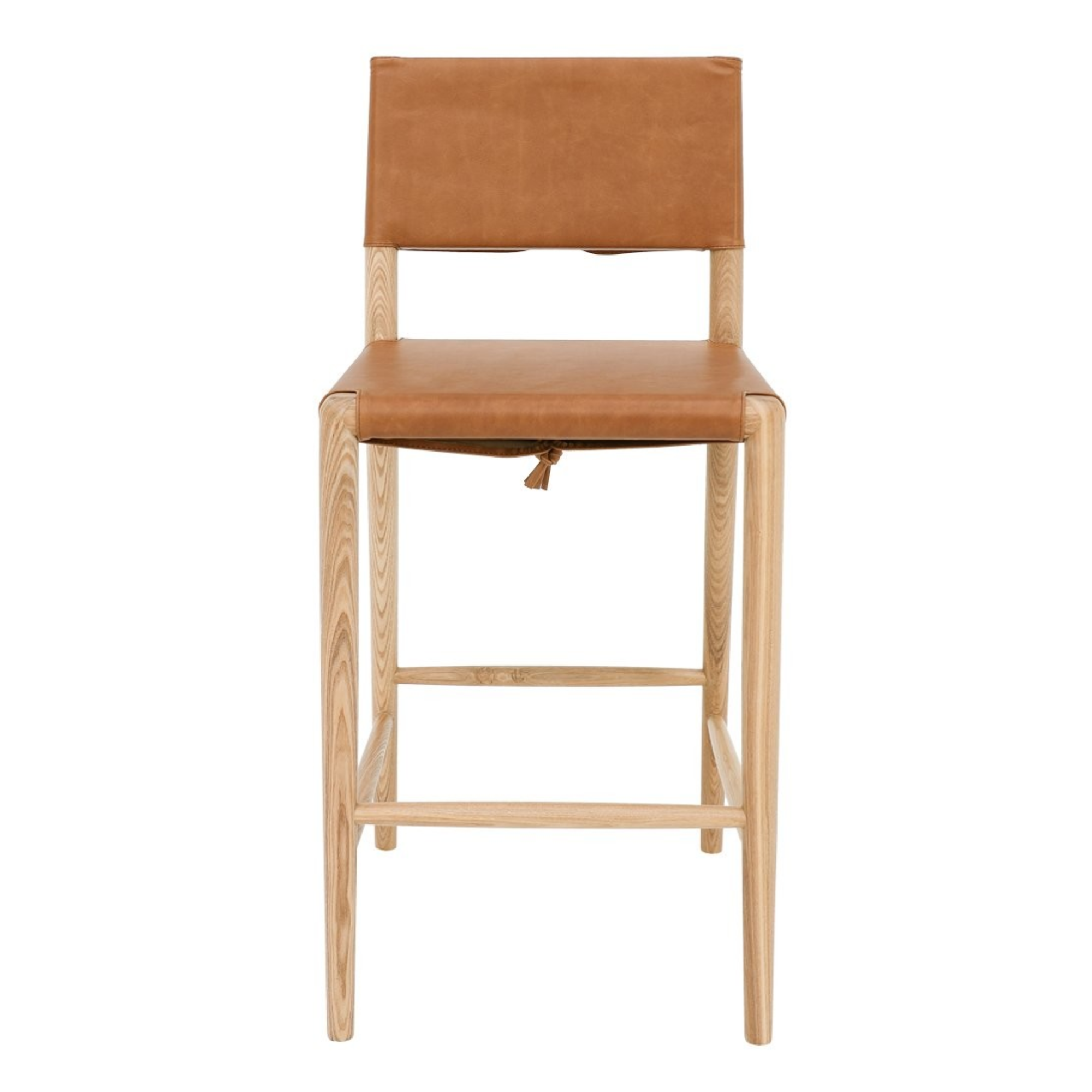 BRODIE LEATHER BARSTOOL WITH TIES | TAN