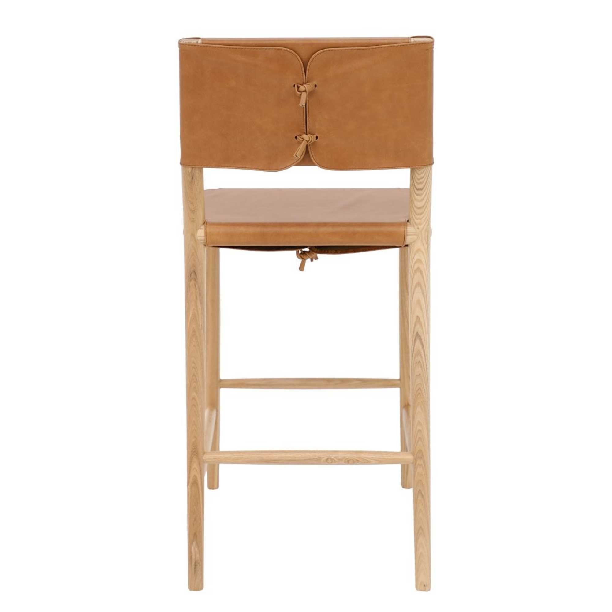 BRODIE LEATHER BARSTOOL WITH TIES | TAN
