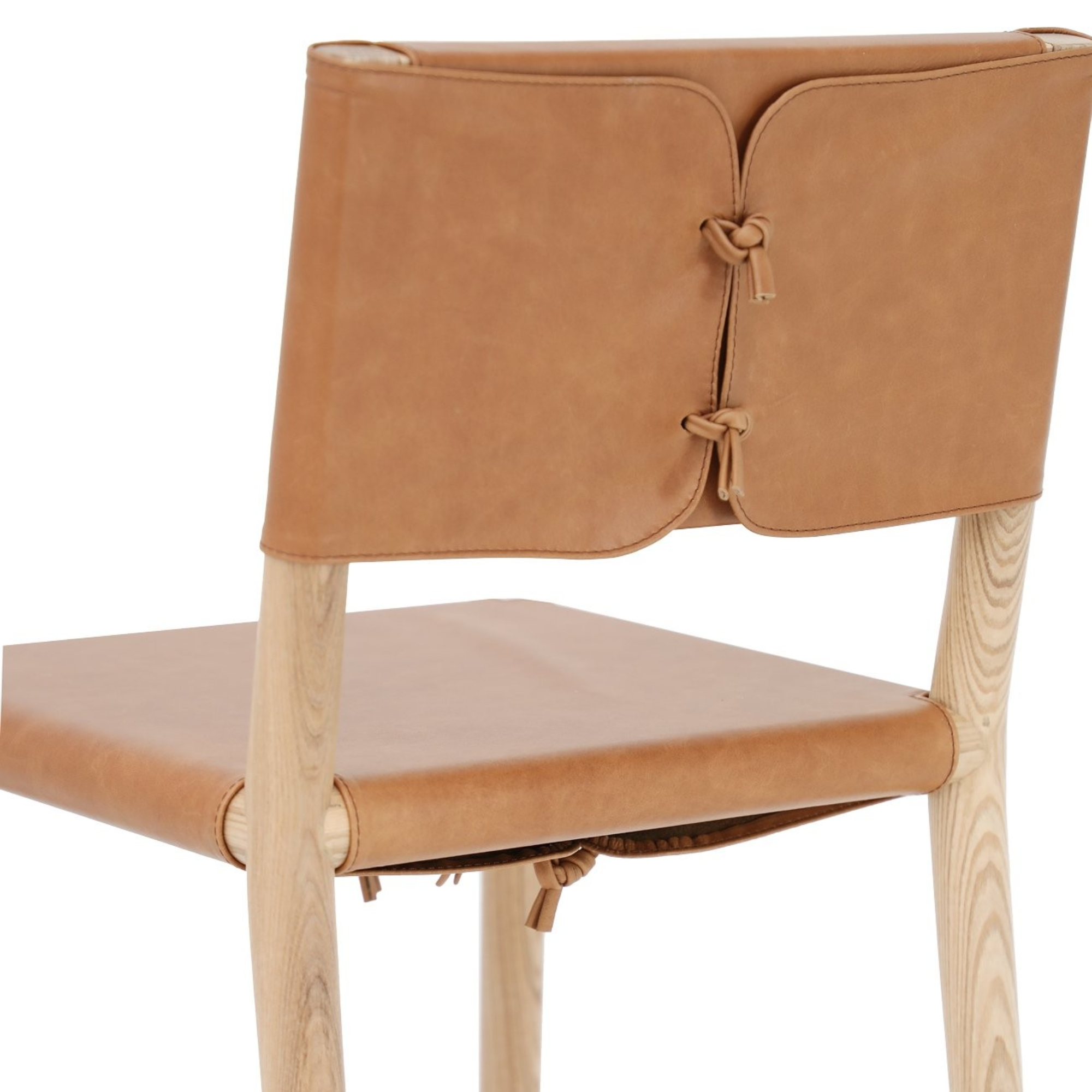 BRODIE LEATHER BARSTOOL WITH TIES | TAN