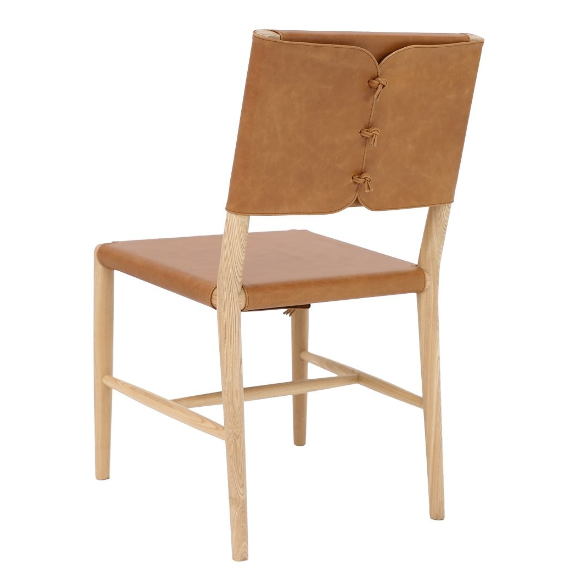 BRODIE LEATHER DINING CHAIR WITH TIES | TAN