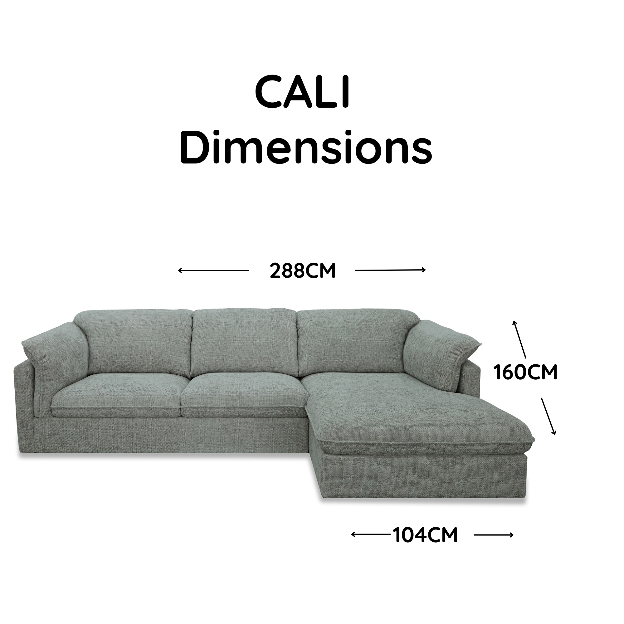 CALI 3 SEATER CHAISE | LEFT OR RIGHT FACING