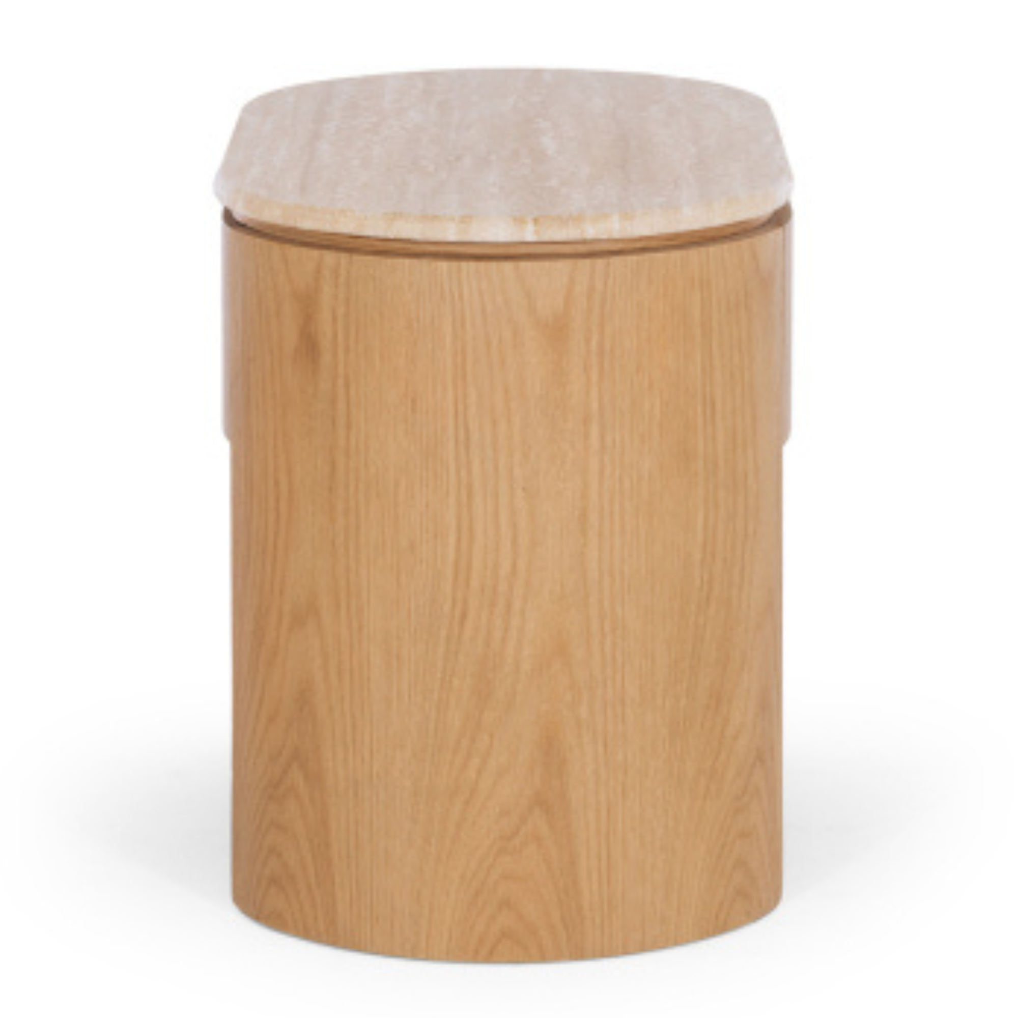 CLOVER OAK BEDSIDE CABINET | TRAVERTINE TOP