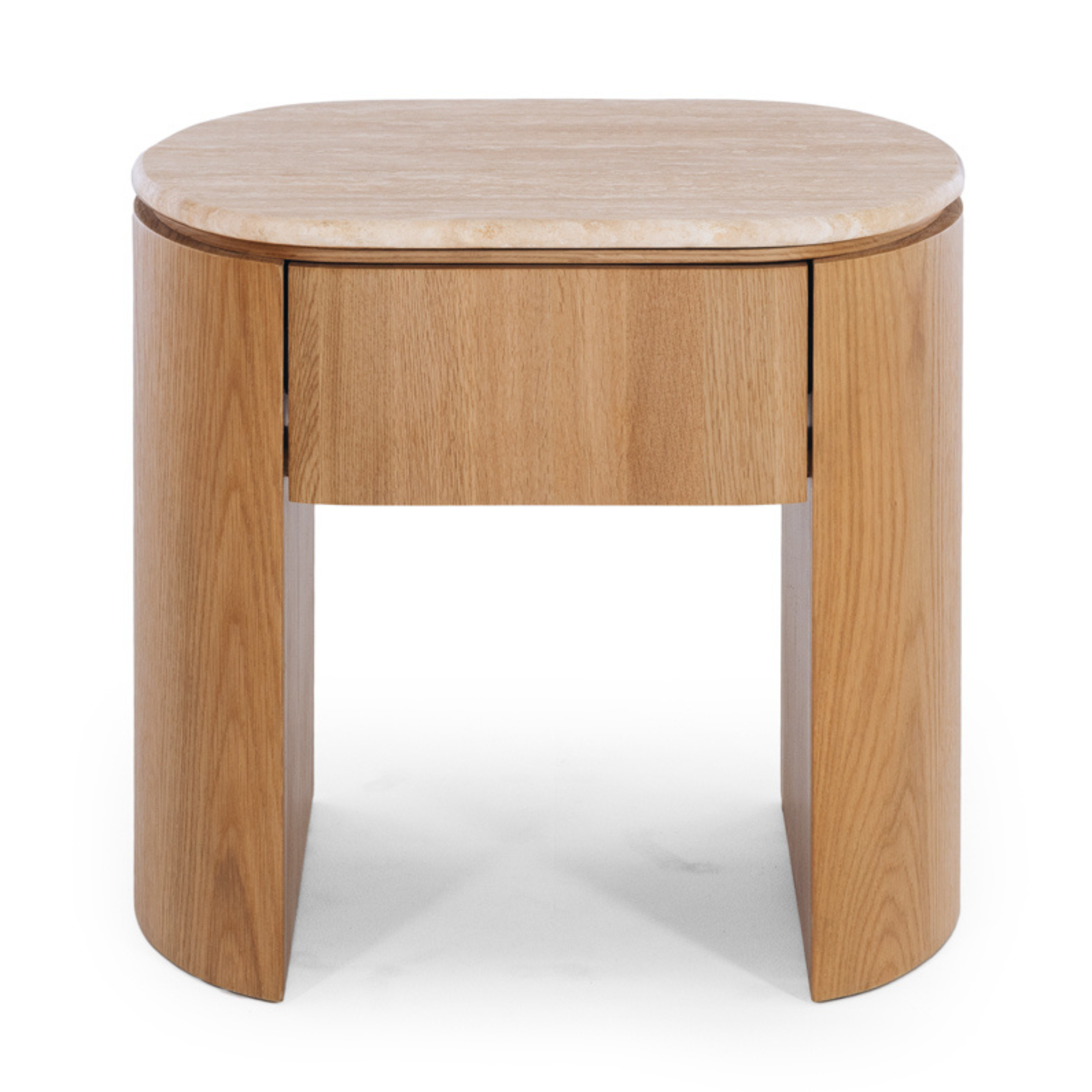 CLOVER OAK BEDSIDE CABINET | TRAVERTINE TOP