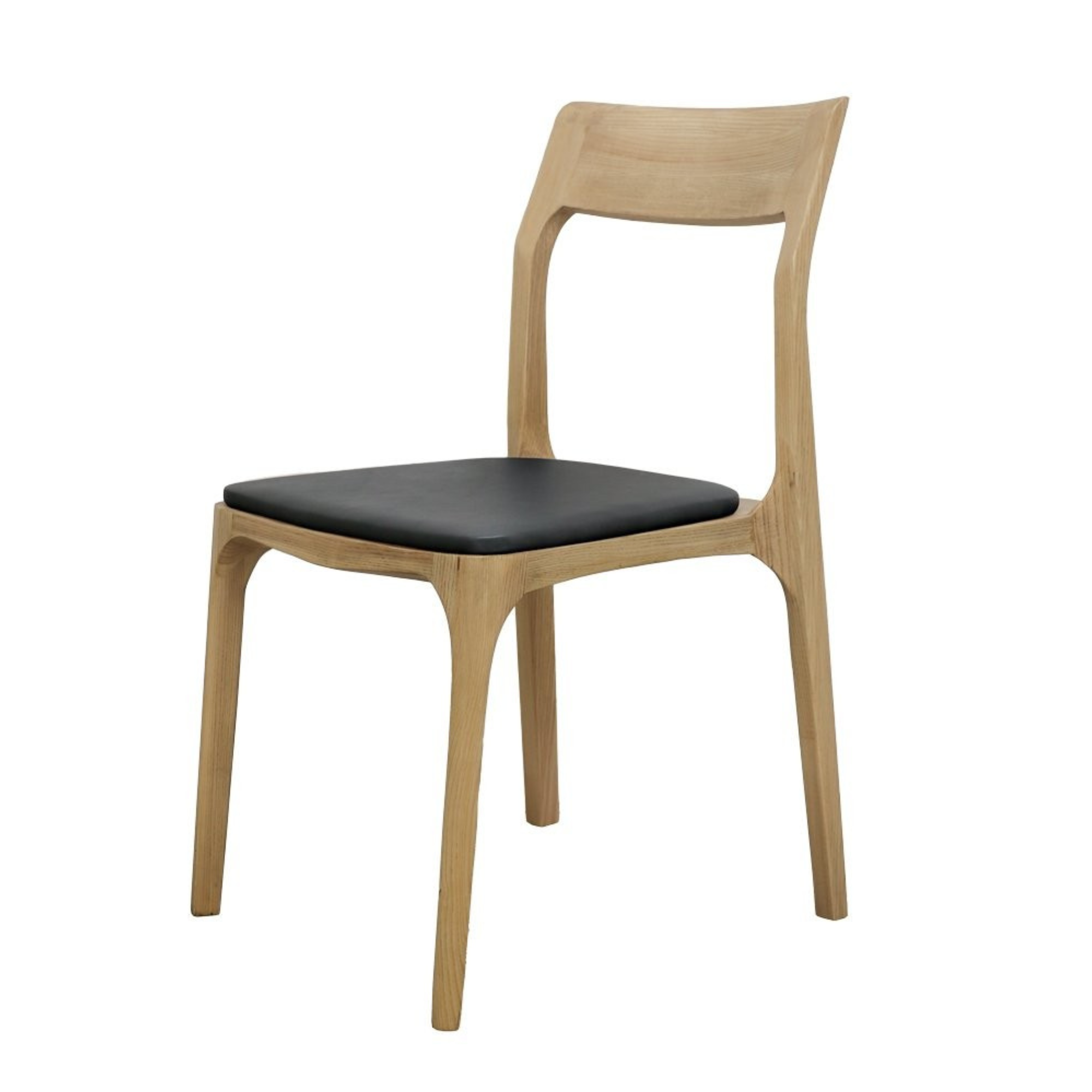 COOPER STACKABLE DINING CHAIR | BLACK LEATHER SEAT
