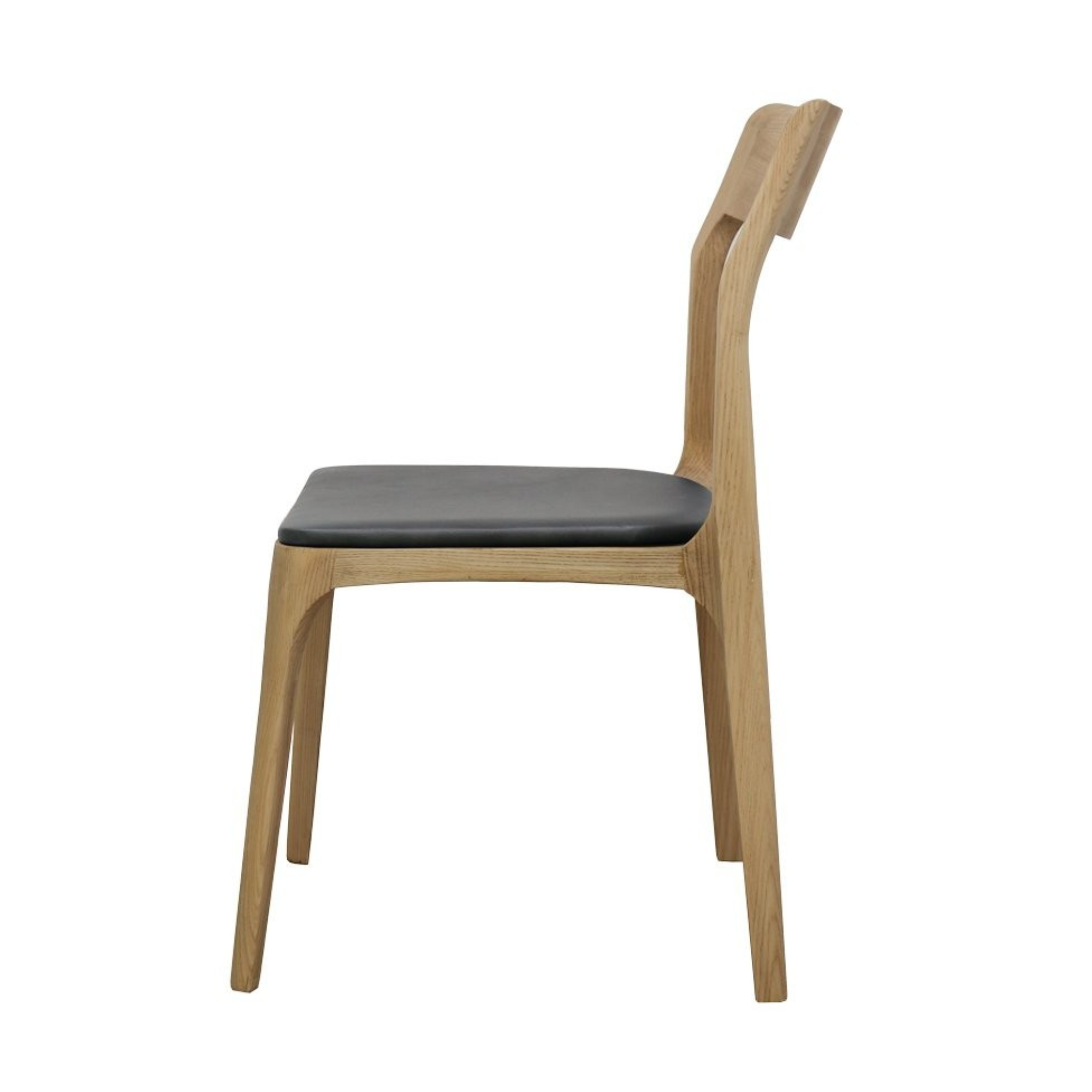 COOPER STACKABLE DINING CHAIR | BLACK LEATHER SEAT