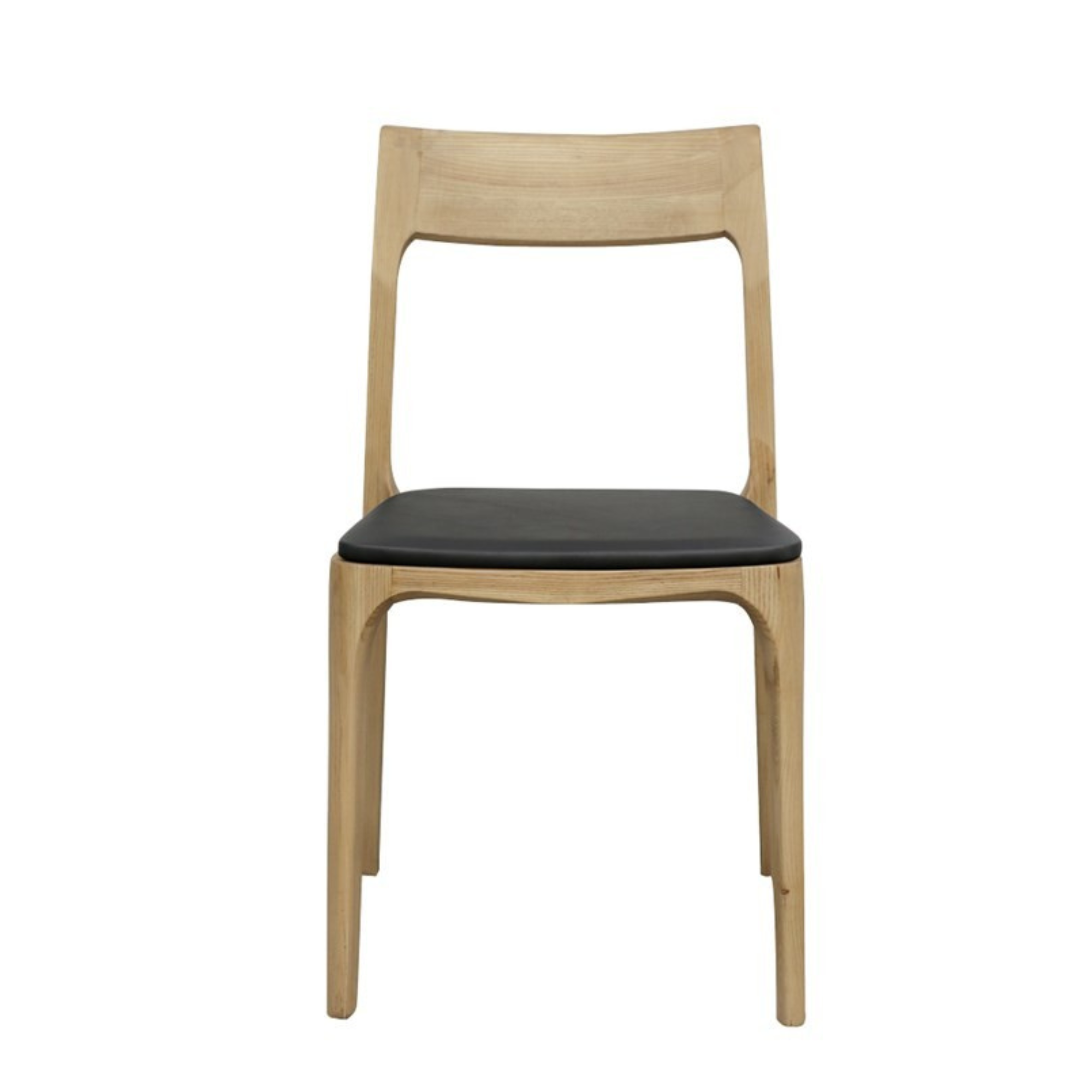 COOPER STACKABLE DINING CHAIR | BLACK LEATHER SEAT