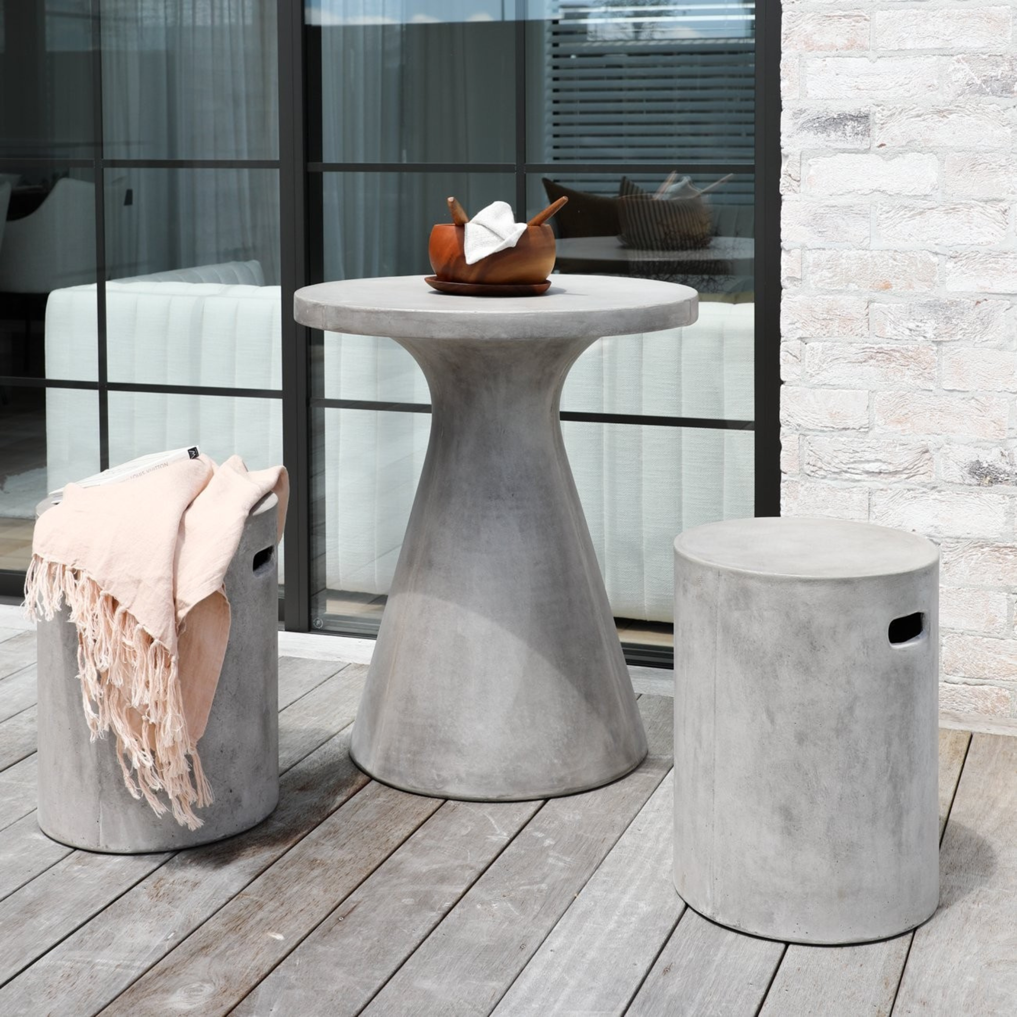 CORFU CONCRETE PEDESTAL DINING TABLE GREY Best Furniture Shop