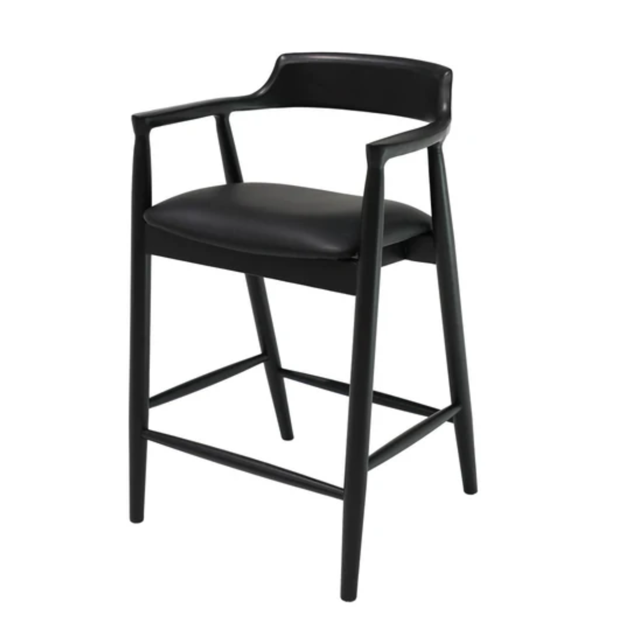 Ealing Bar Stool | Black Frame - Black Leather
