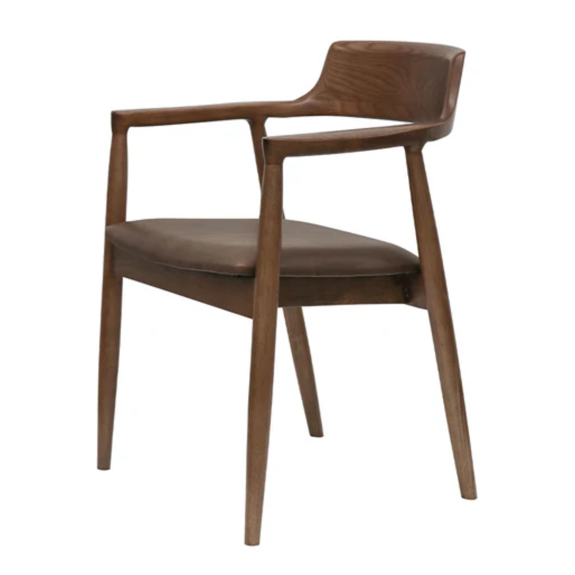 Ealing Dining Chair | Brown Frame - Brown Leather