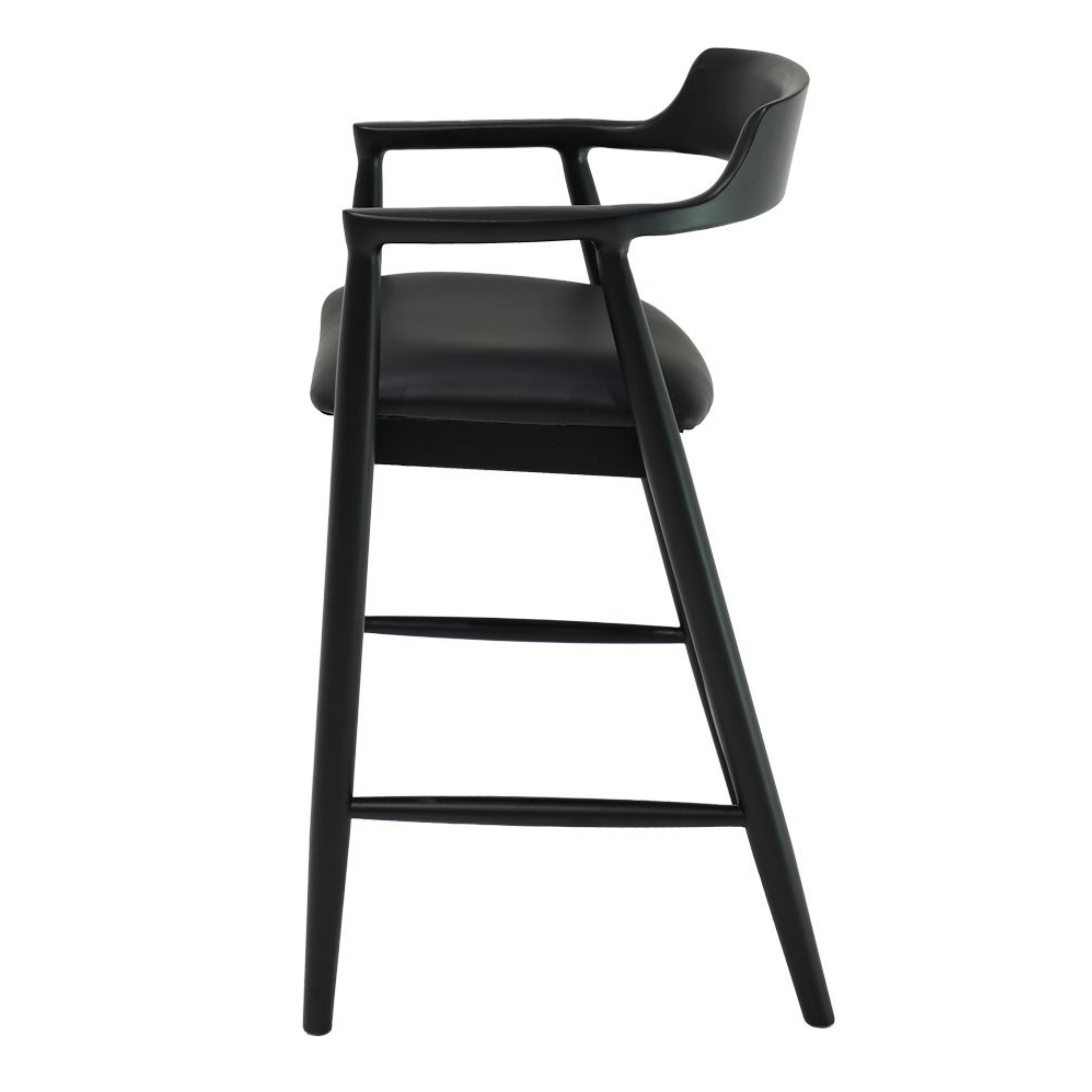 Ealing Bar Stool | Black Frame - Black Leather