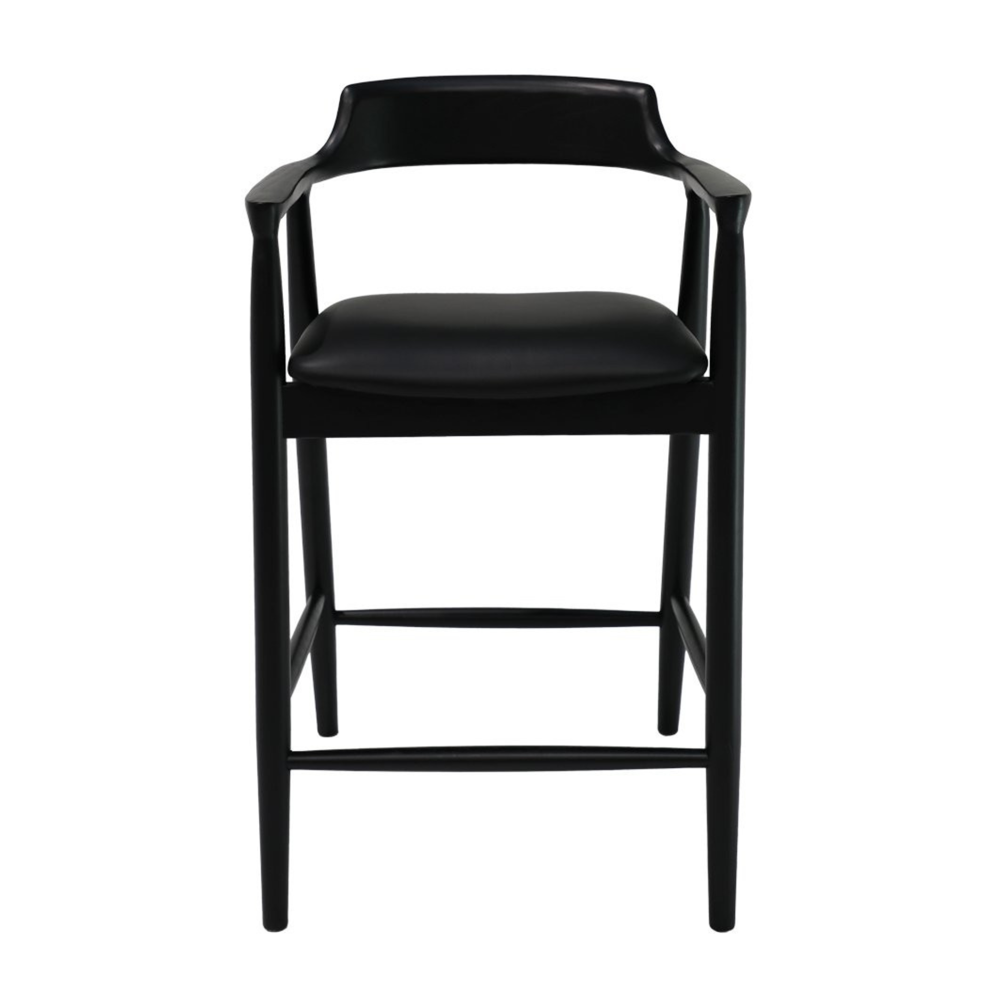 Ealing Bar Stool | Black Frame - Black Leather
