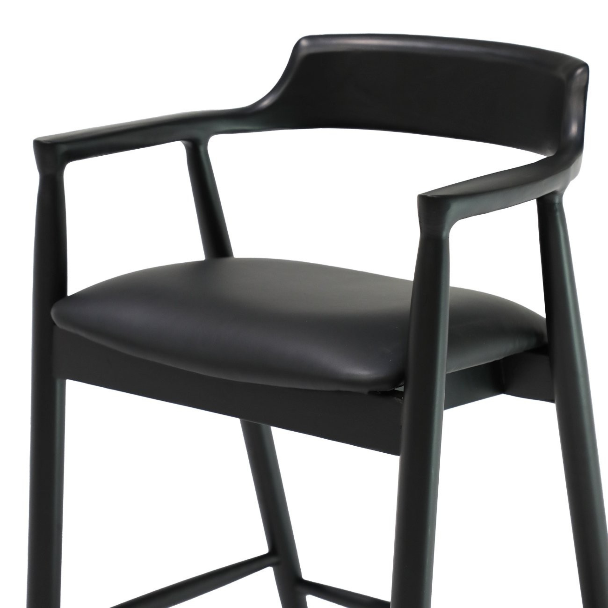 Ealing Bar Stool | Black Frame - Black Leather