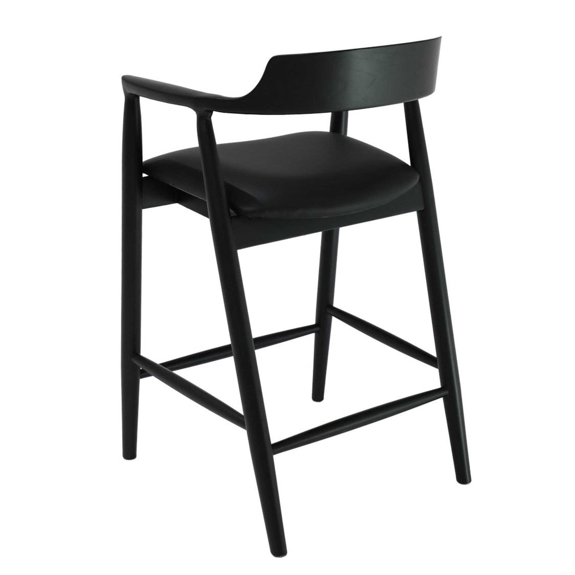 Ealing Bar Stool | Black Frame - Black Leather