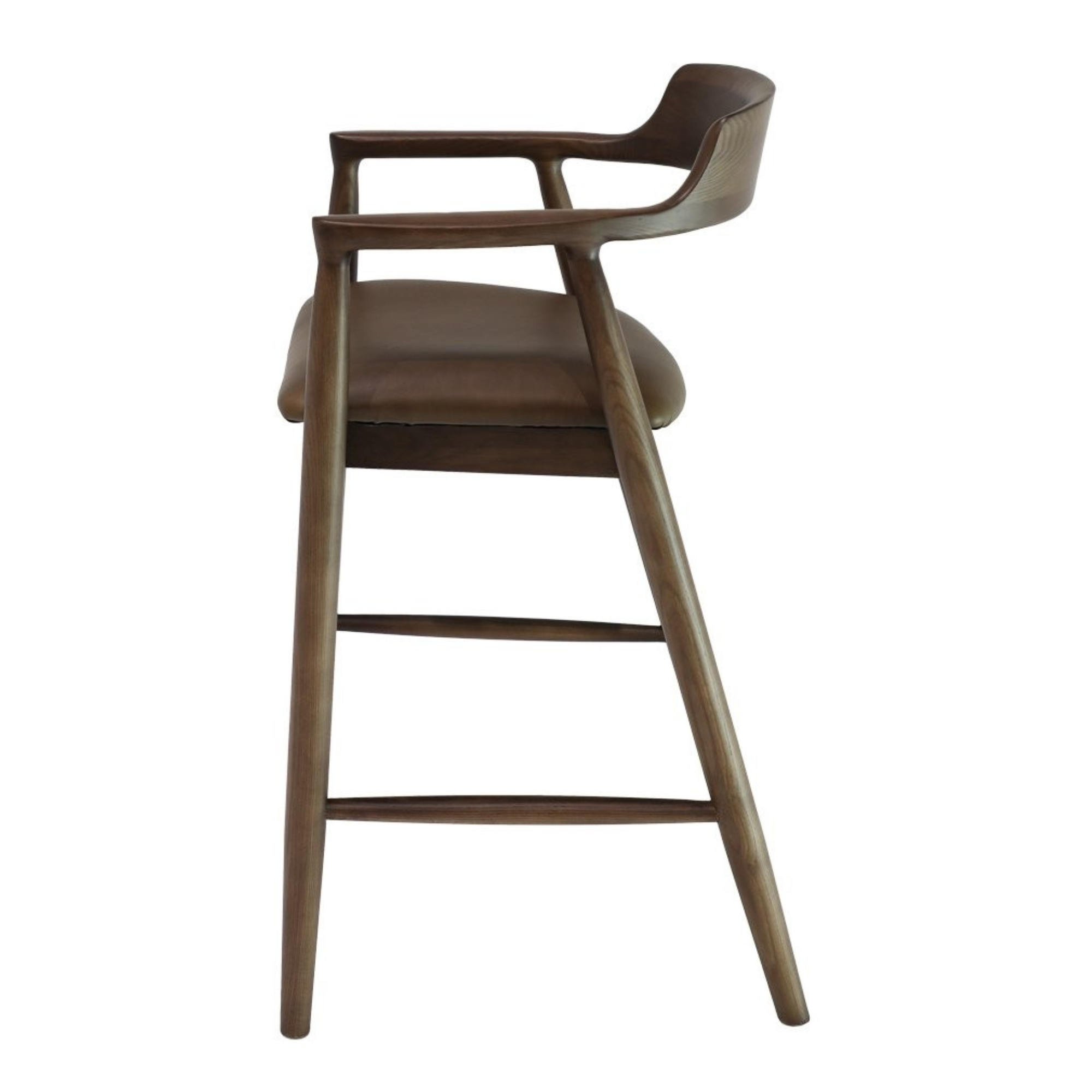 Ealing Bar Stool | Brown Frame - Brown Leather
