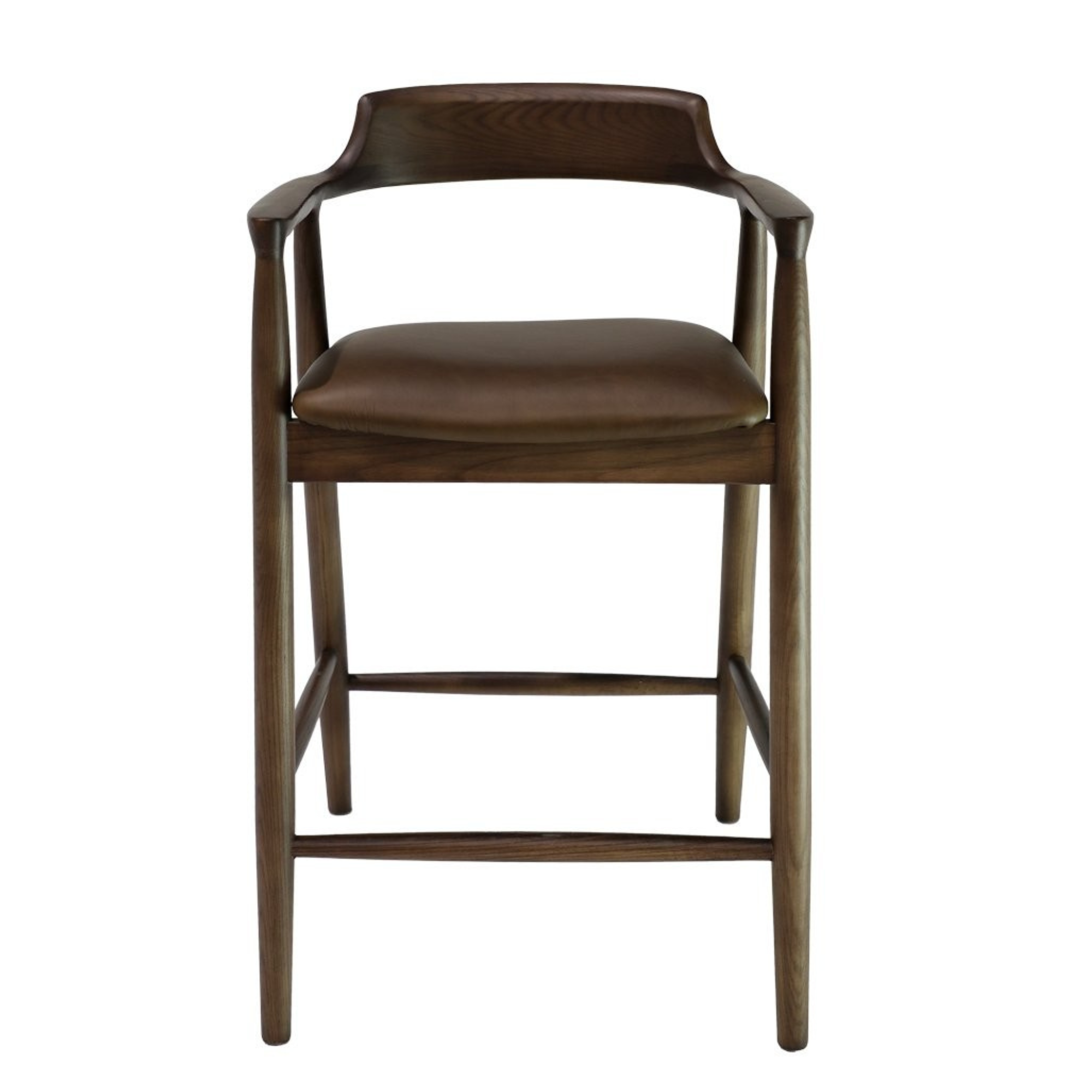 Ealing Bar Stool | Brown Frame - Brown Leather