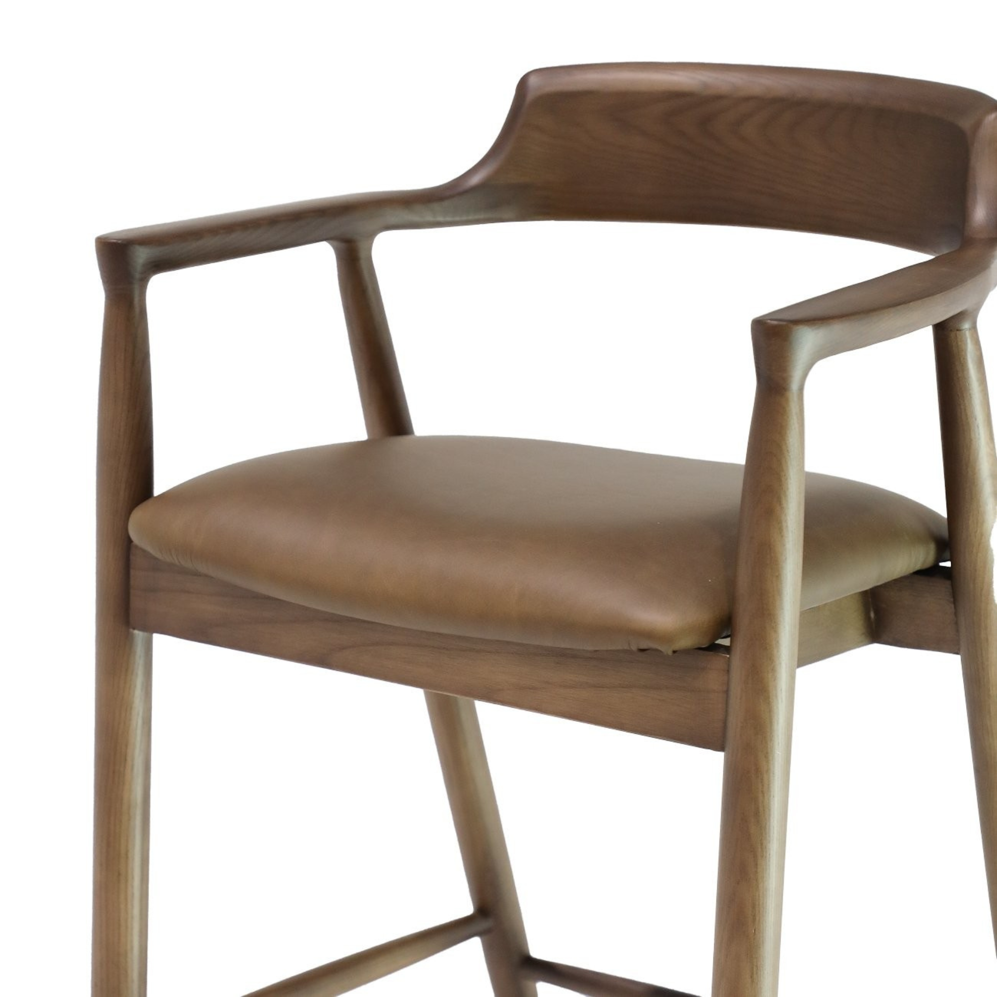 Ealing Bar Stool | Brown Frame - Brown Leather