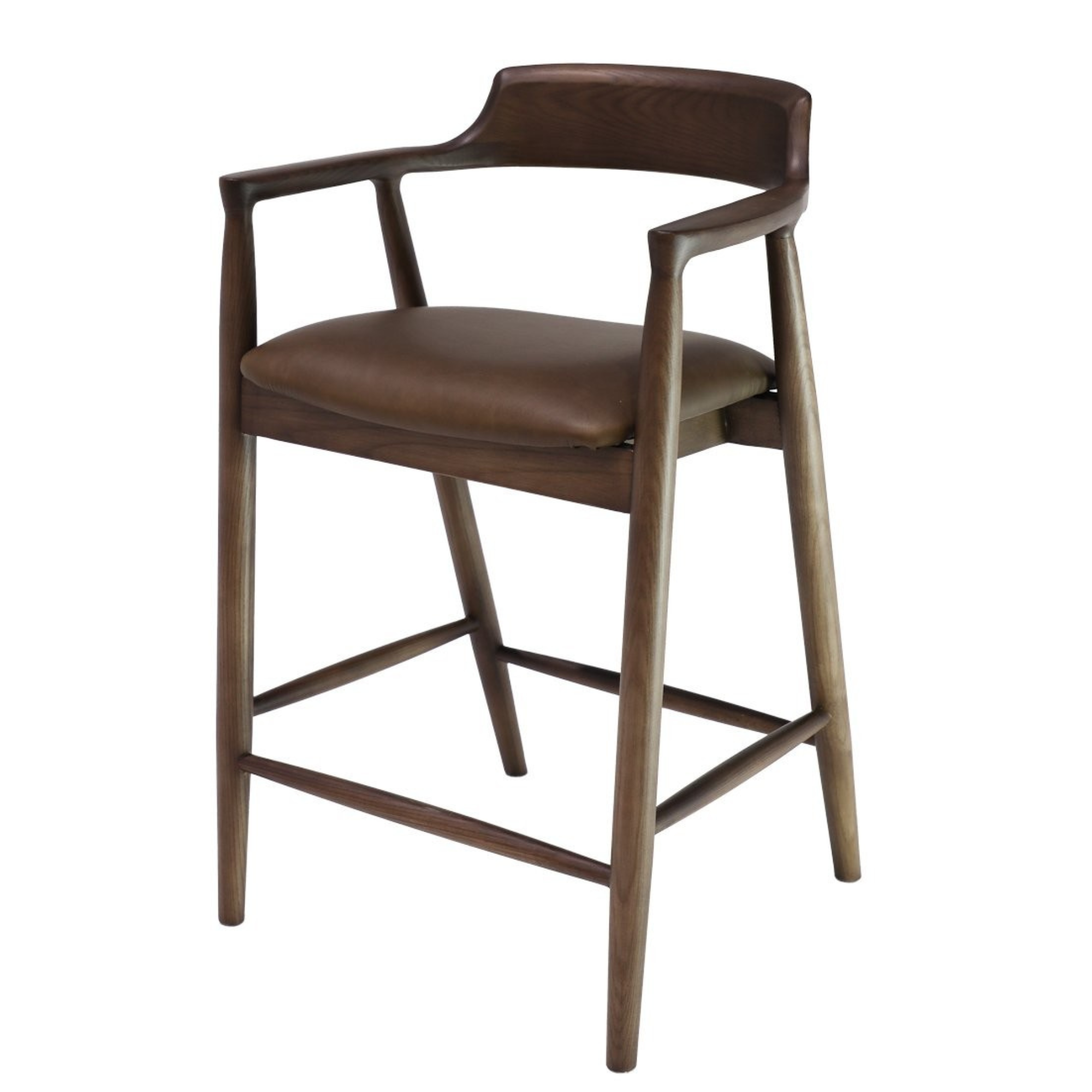 Ealing Bar Stool | Brown Frame - Brown Leather