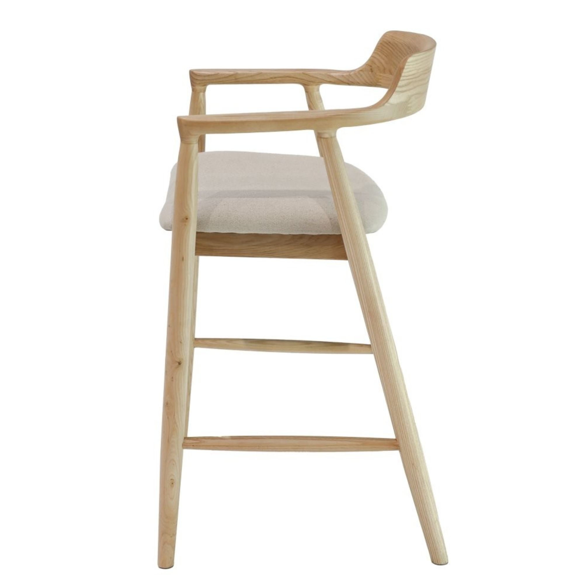 Ealing Bar Stool | Natural Frame - Linen Seat