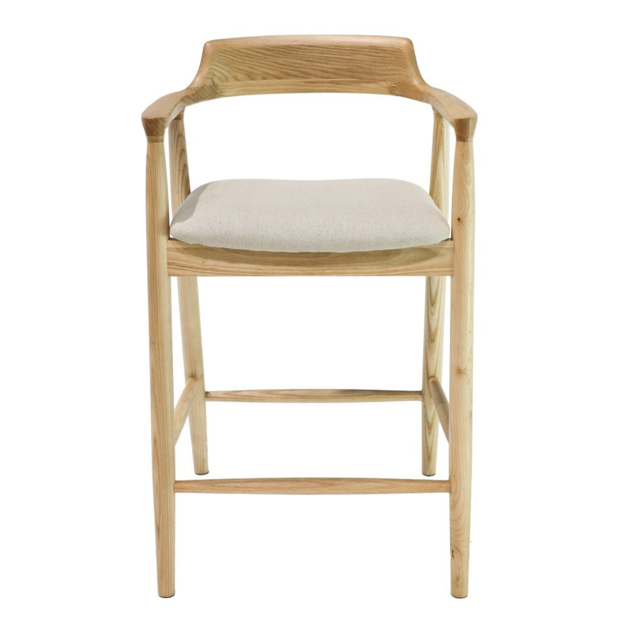 Ealing Bar Stool | Natural Frame - Linen Seat