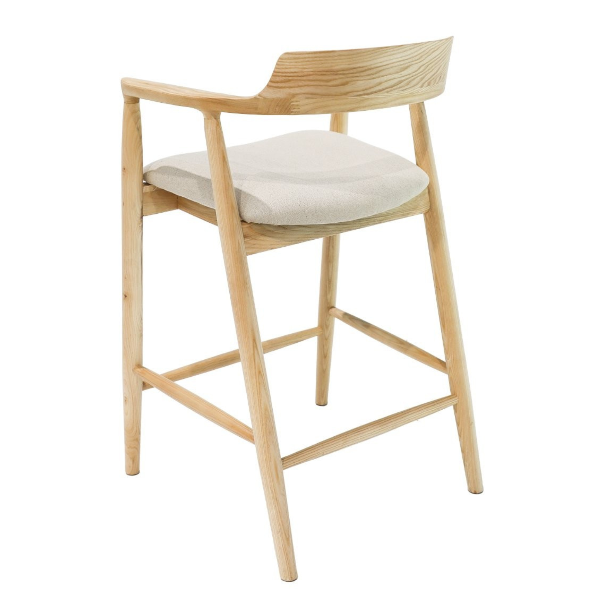 Ealing Bar Stool | Natural Frame - Linen Seat
